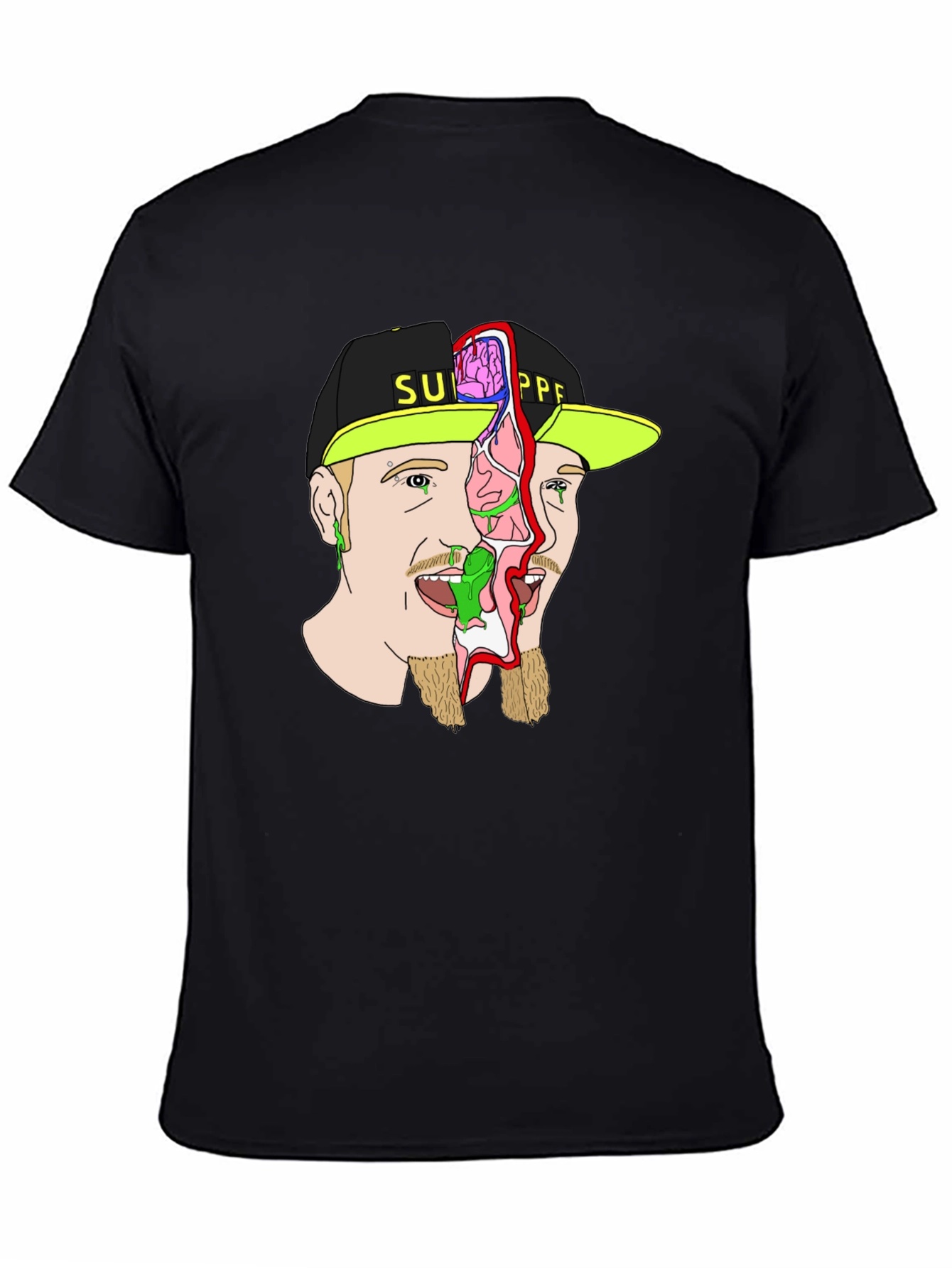 Unique Graphic Print Tee - Brain Exposed!