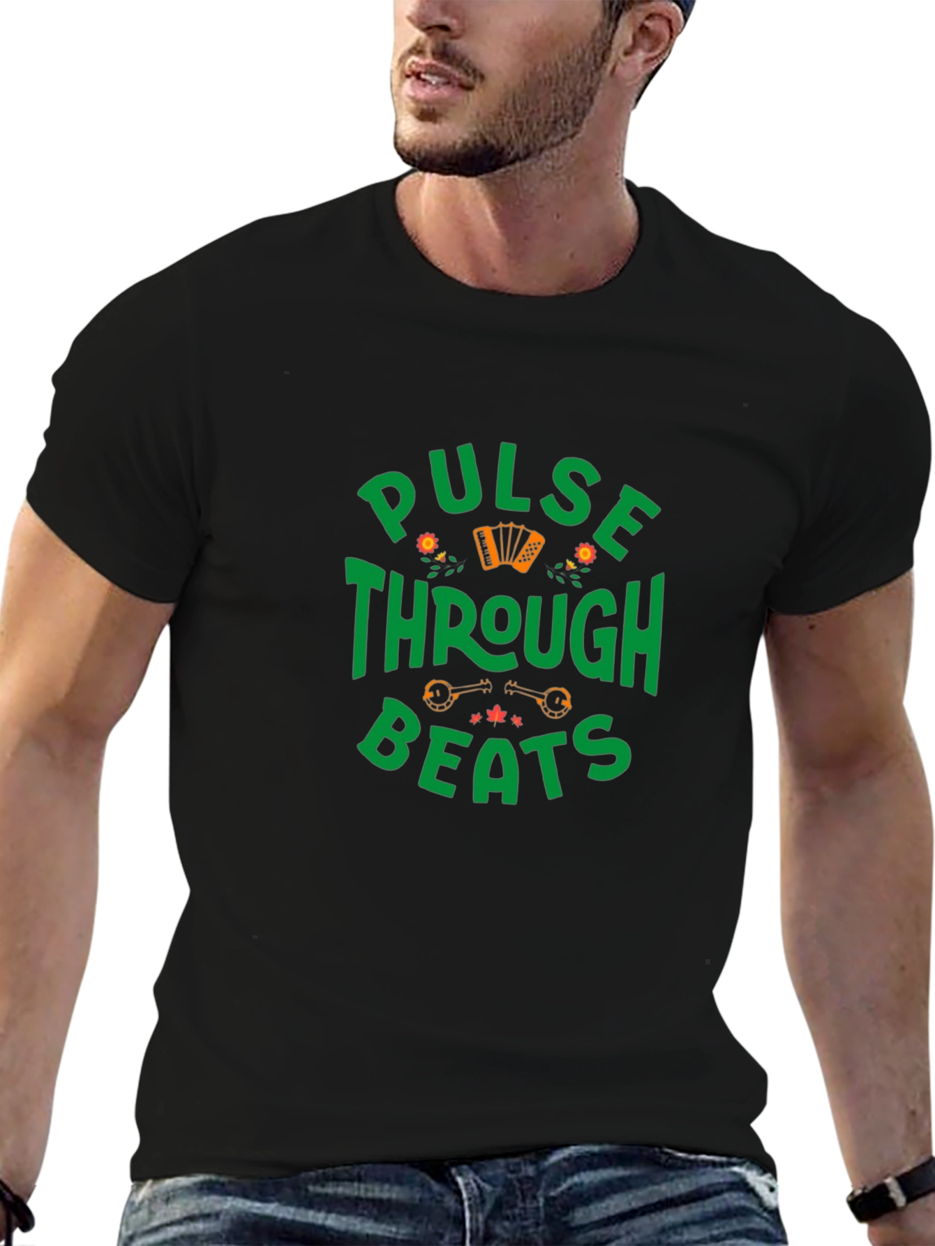 Pulse Through Beats Graphic T-Shirt - Black