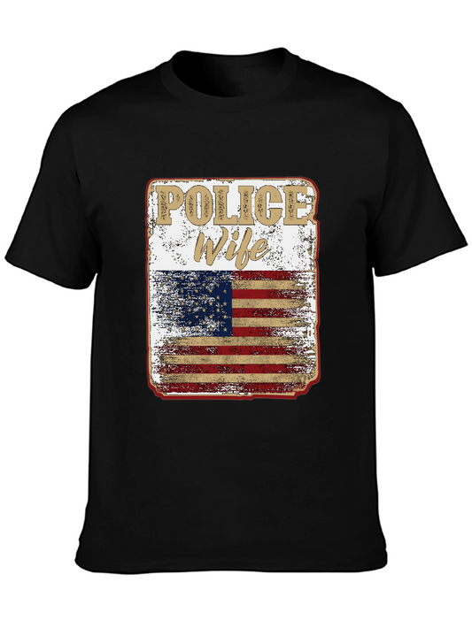 Police Wife American Flag Graphic Tee