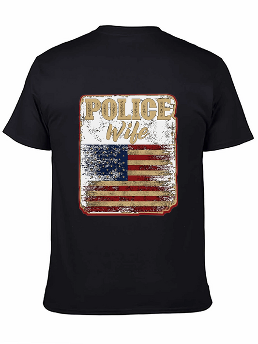 Police Wife American Flag Graphic Tee