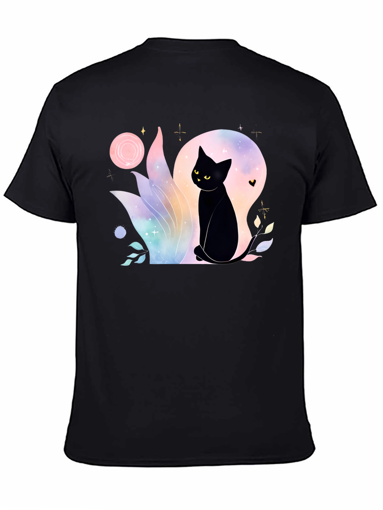 Mystical Black Cat Graphic T-Shirt