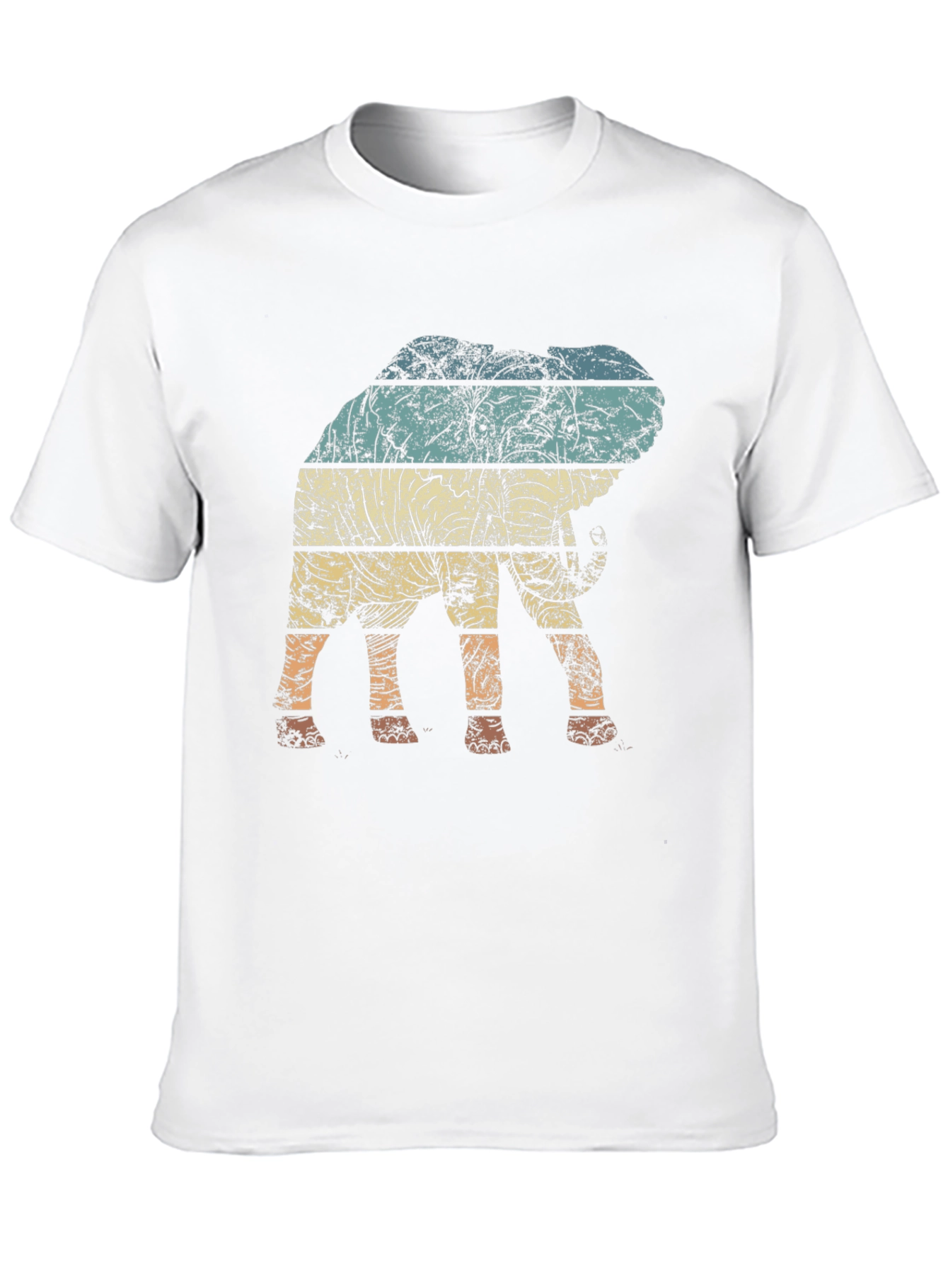 Retro Elephant Striped Graphic Tee