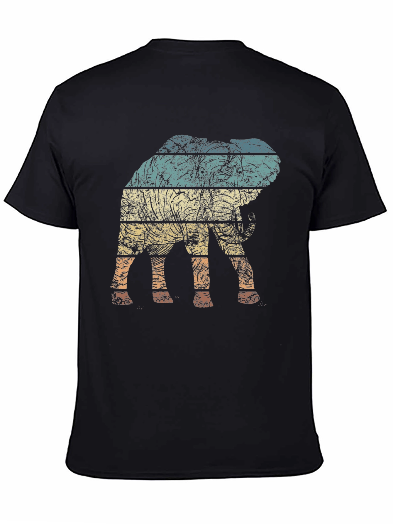 Retro Elephant Striped Graphic Tee