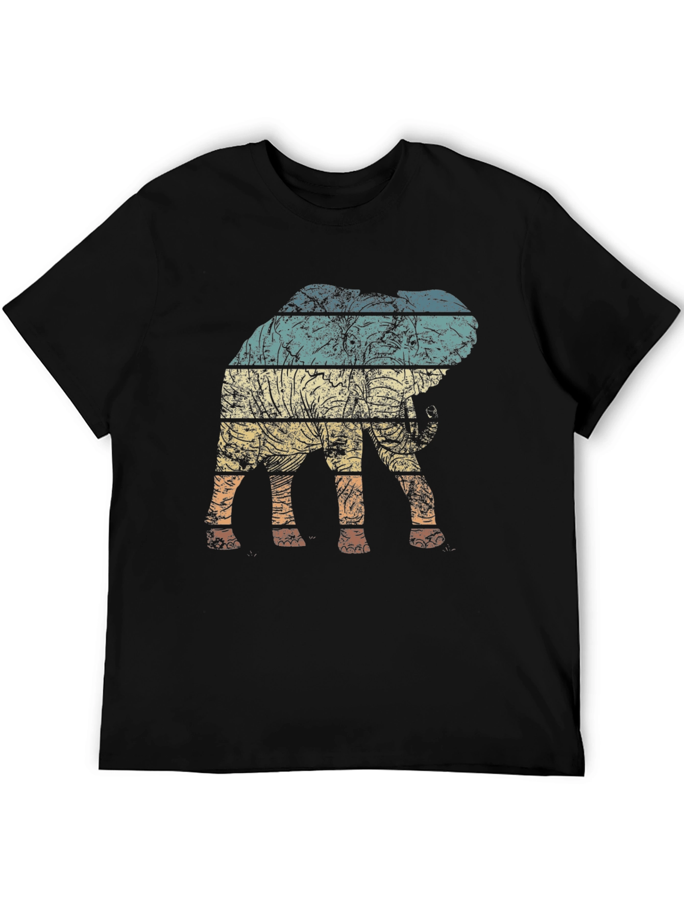 Retro Elephant Striped Graphic Tee