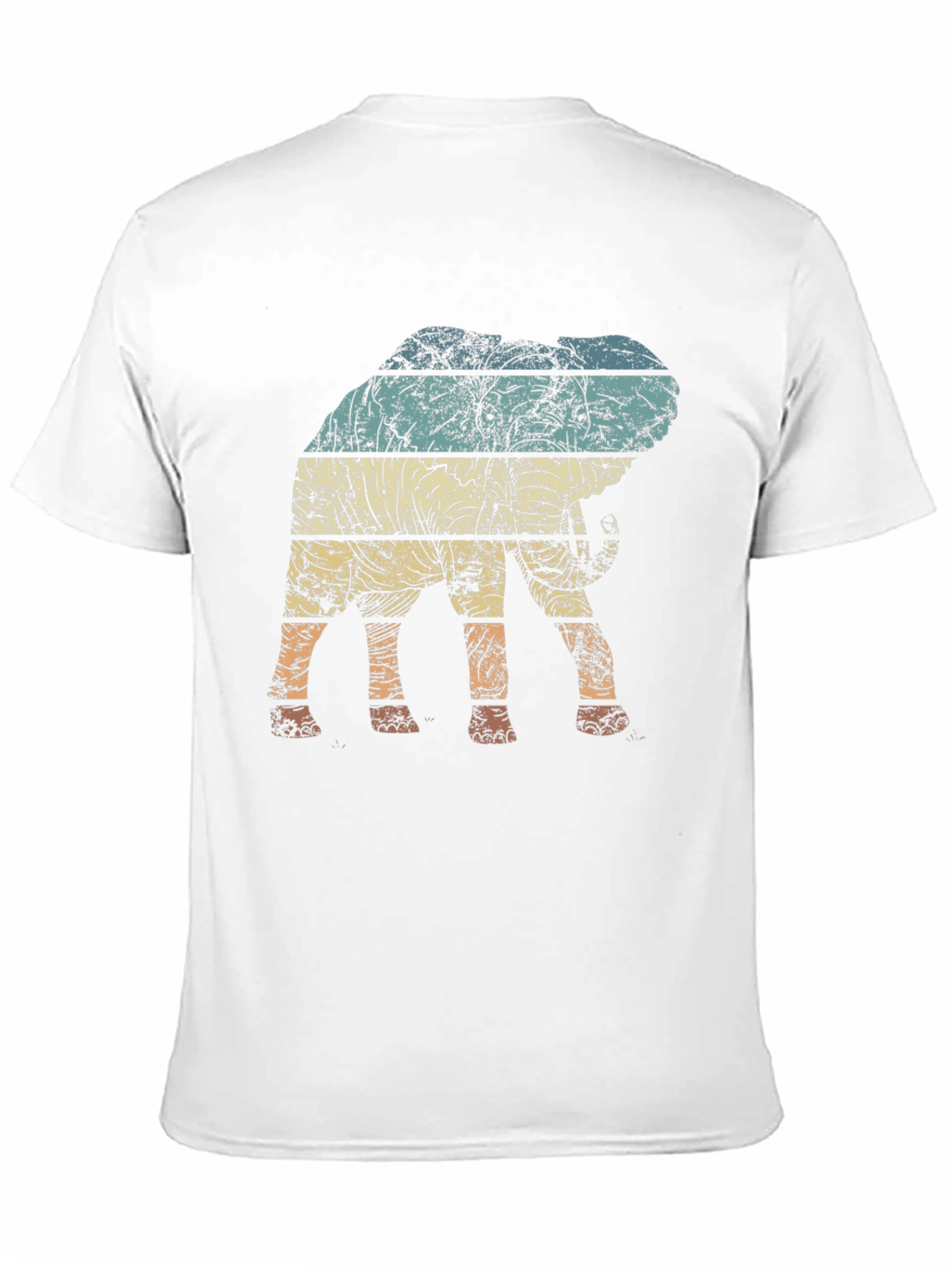 Retro Elephant Striped Graphic Tee