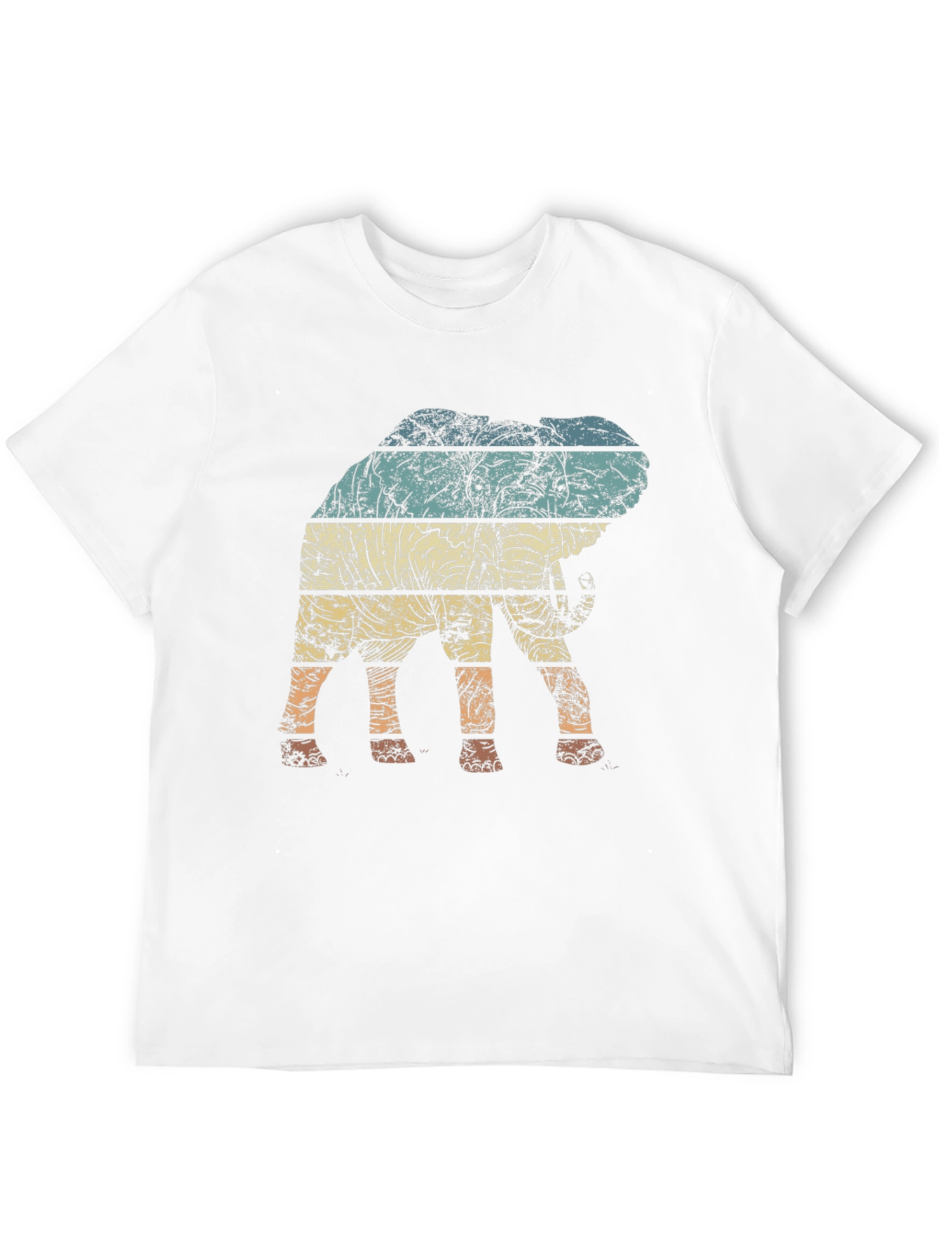 Retro Elephant Striped Graphic Tee