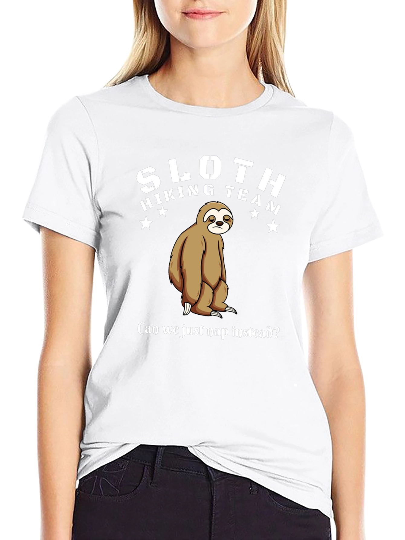 Sloth Hiking Team Funny Graphic Tee