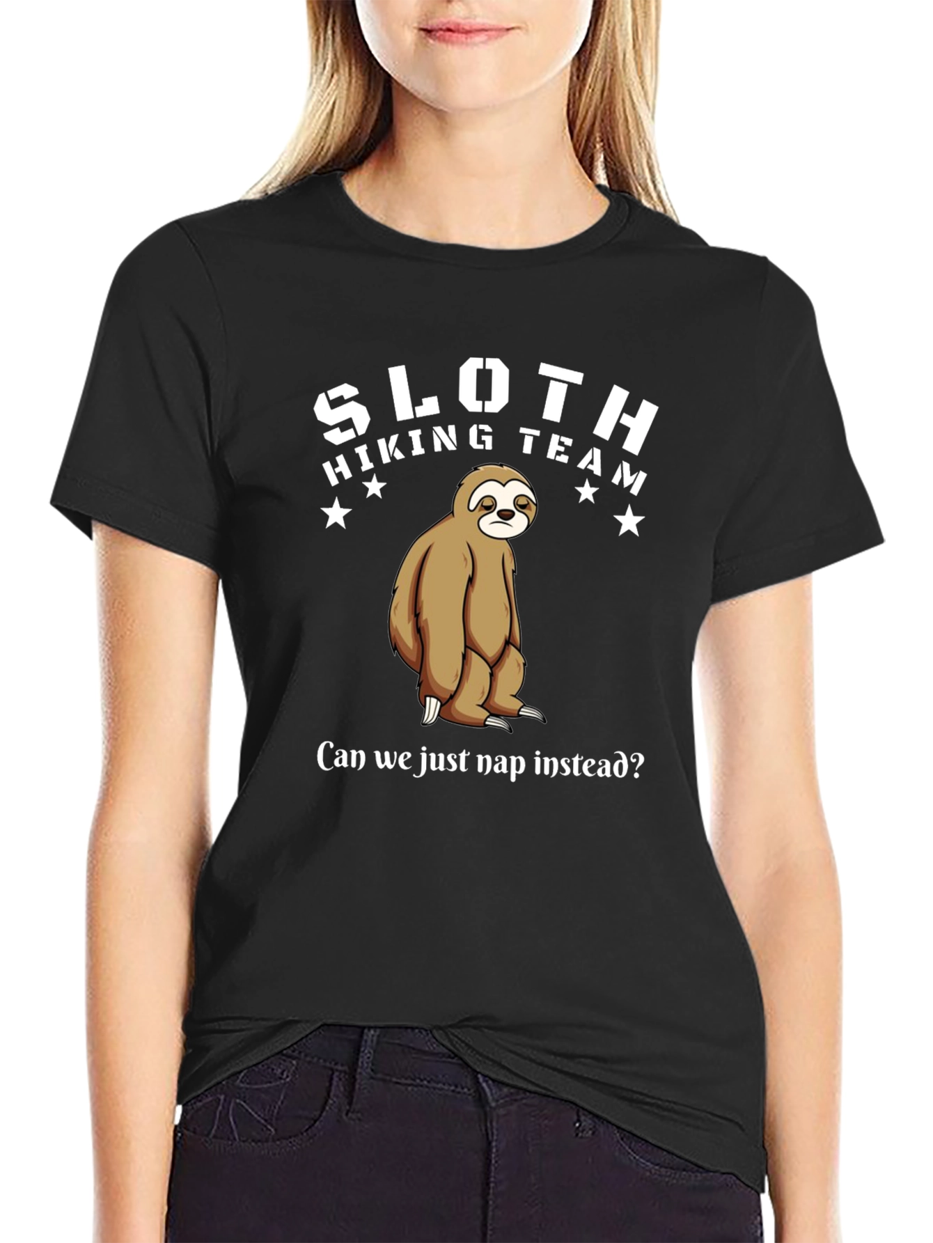 Sloth Hiking Team Funny Graphic Tee