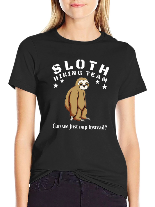 Sloth Hiking Team Funny Graphic Tee