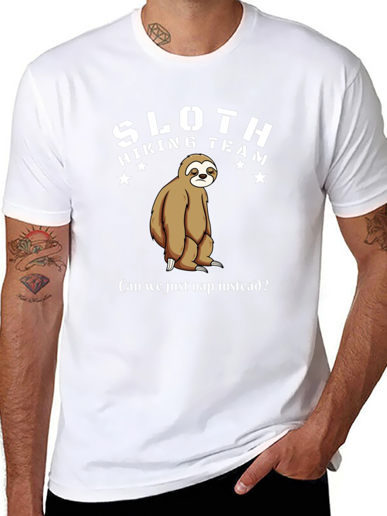 Sloth Hiking Team Funny Graphic Tee