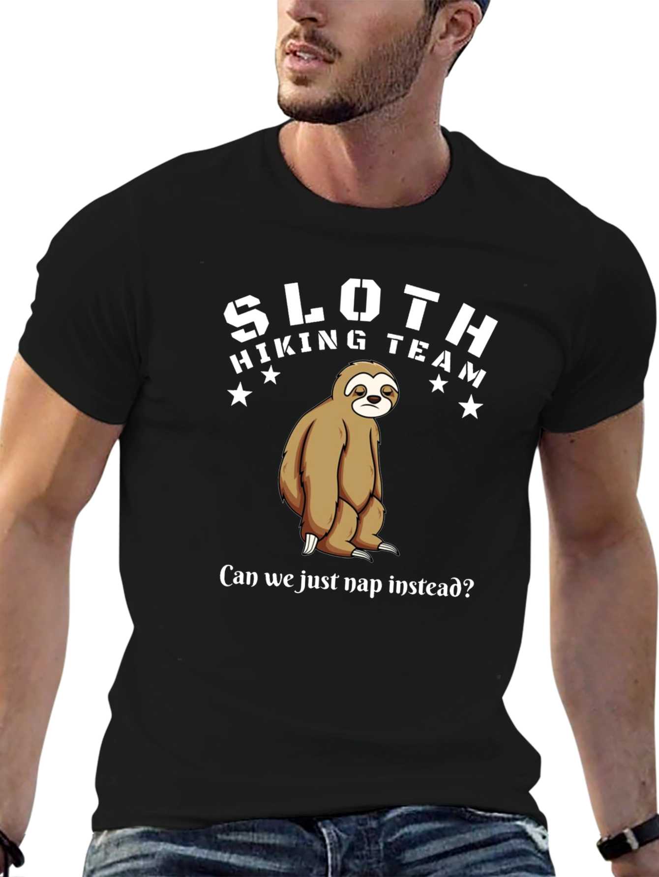 Sloth Hiking Team Funny Graphic Tee