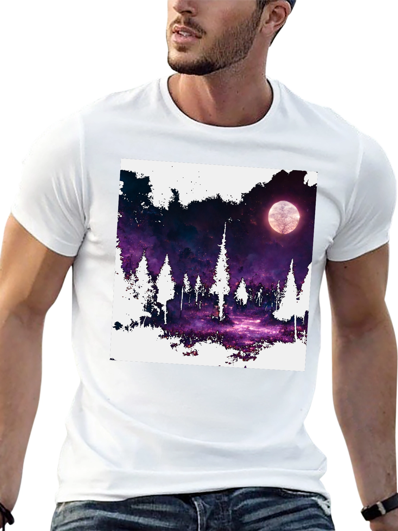 Night Forest Moon T-Shirt - Unique Graphic Tee
