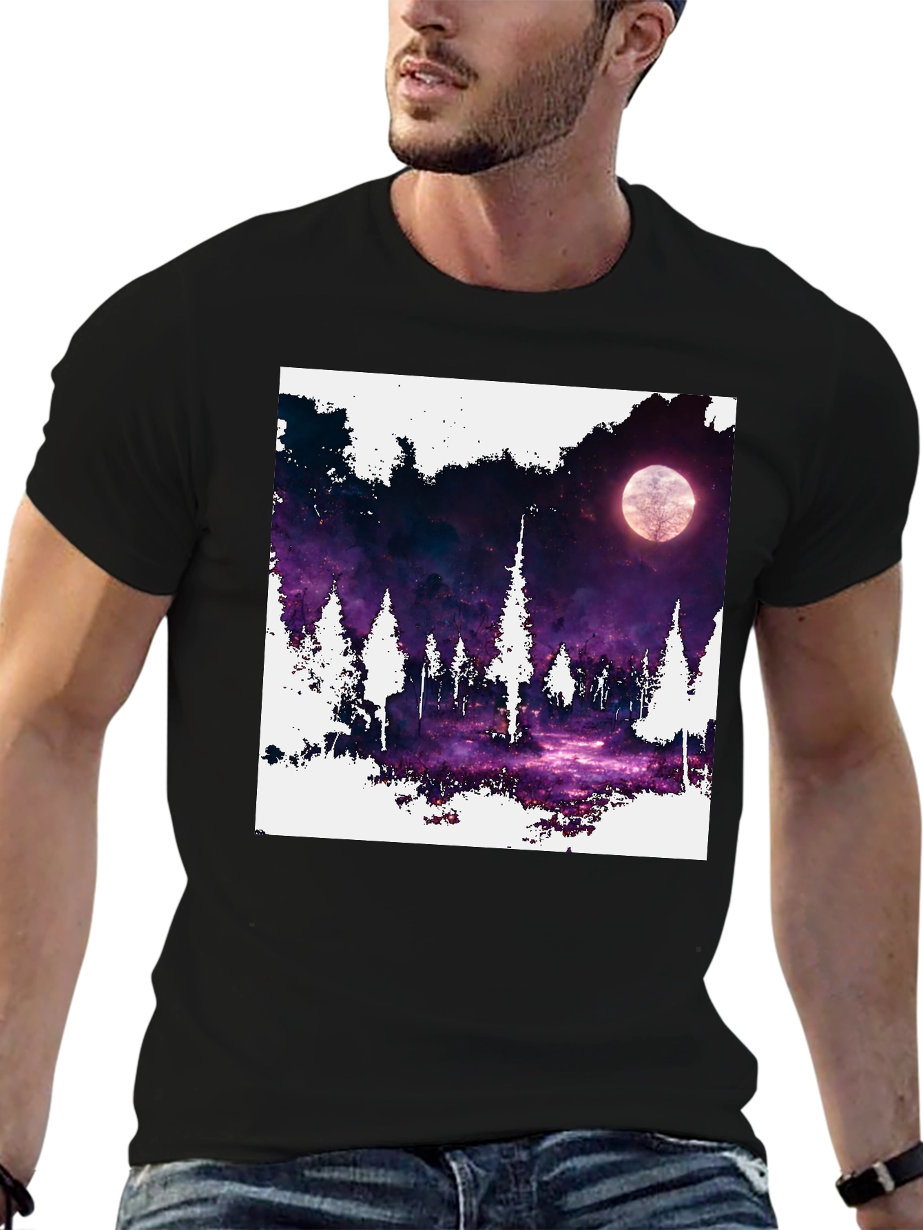 Night Forest Moon T-Shirt - Unique Graphic Tee
