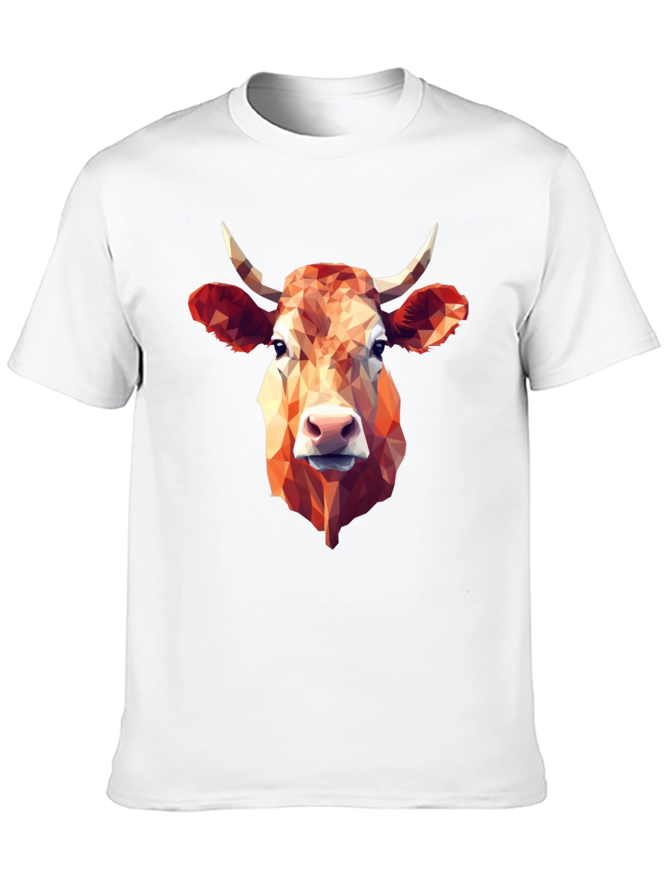 Geometric Cow Graphic Tee - Stylish Black T-Shirt