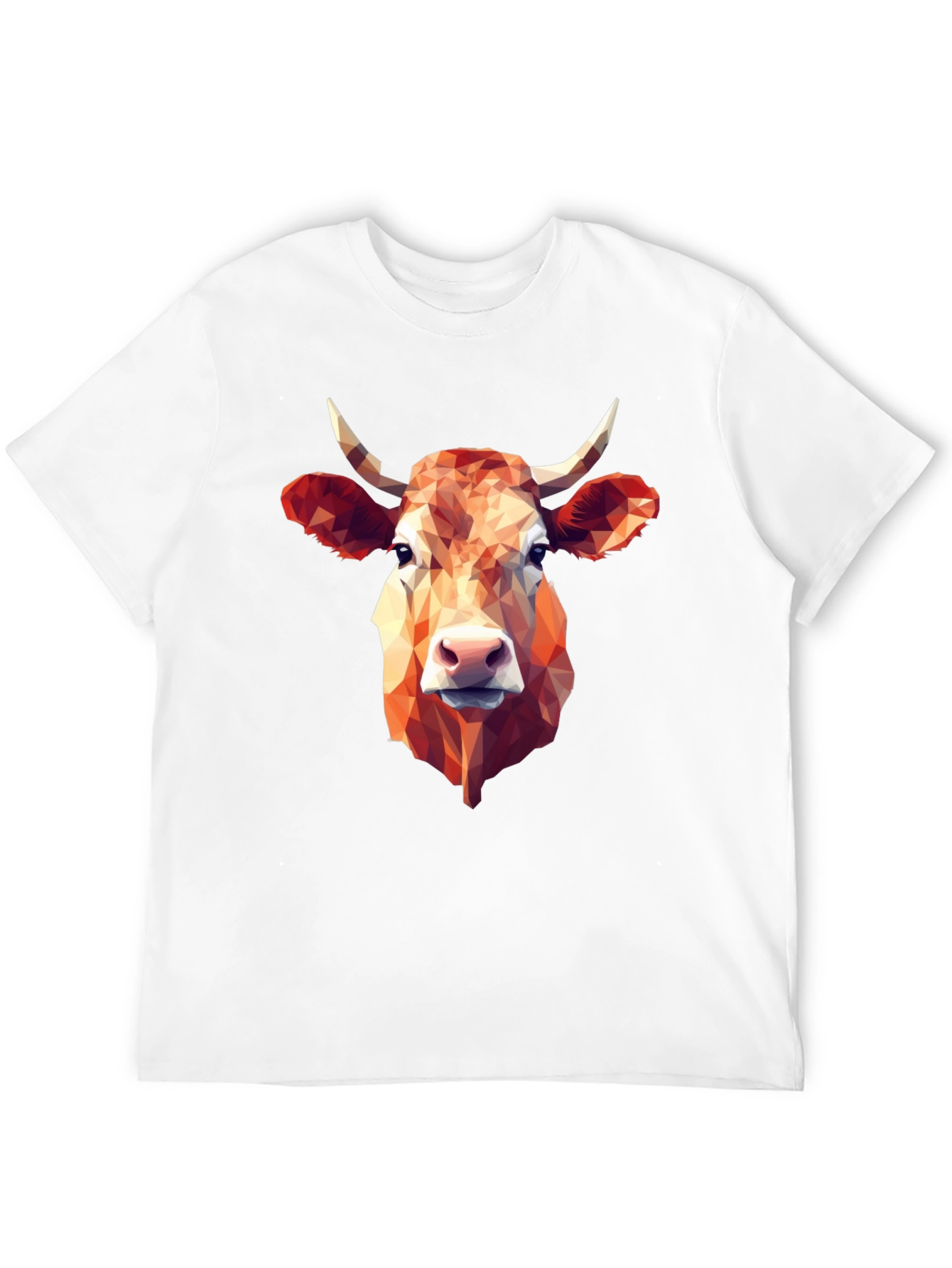 Geometric Cow Graphic Tee - Stylish Black T-Shirt