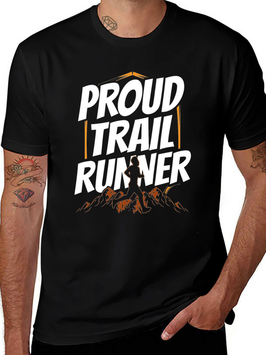 Proud Trail Runner Graphic T-Shirt - Mountain Design