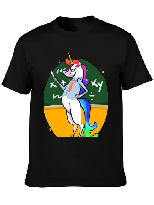 Unicorn Teacher Graphic Tee - Black Cotton T-Shirt