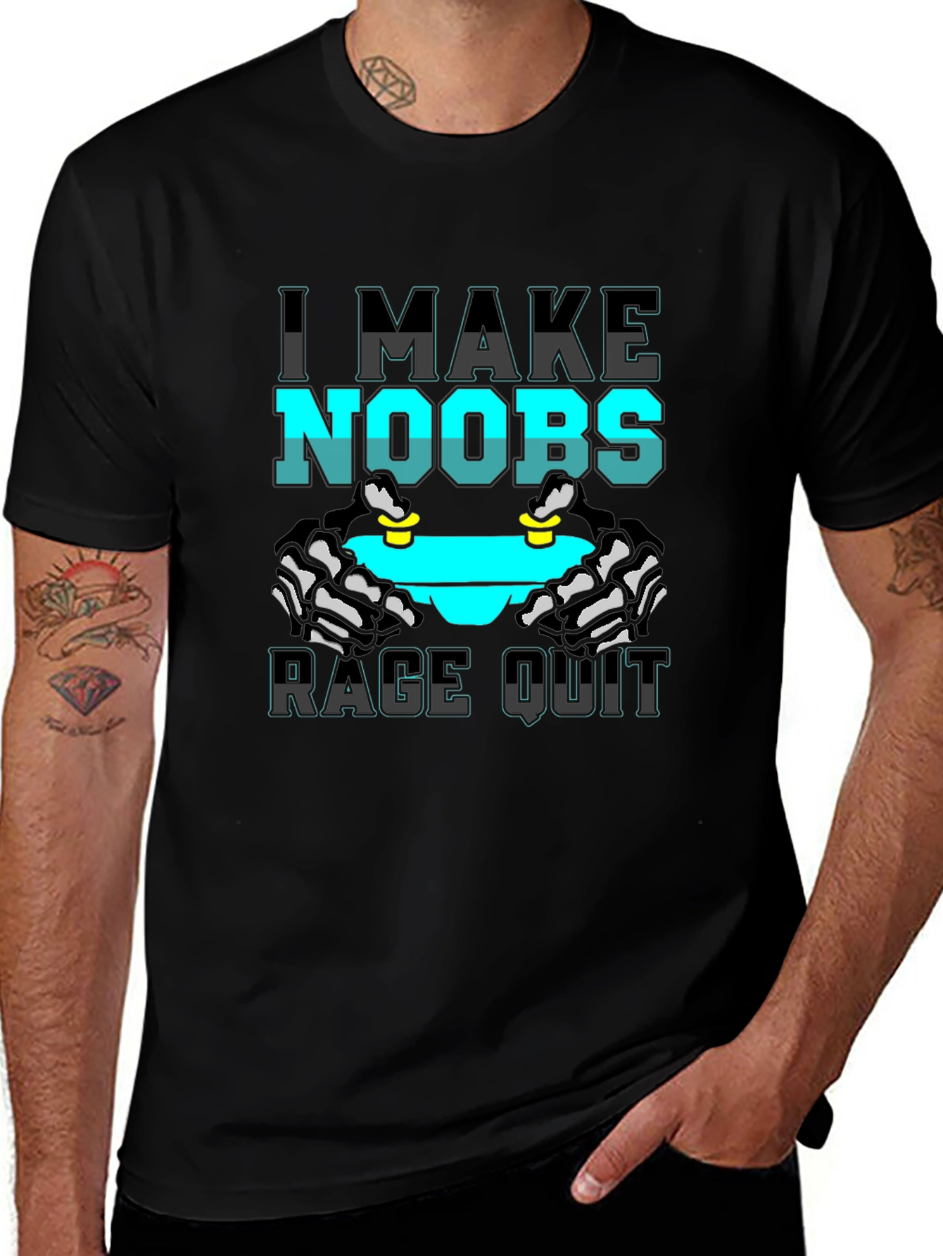 I Make Noobs Rage Quit Black T-Shirt