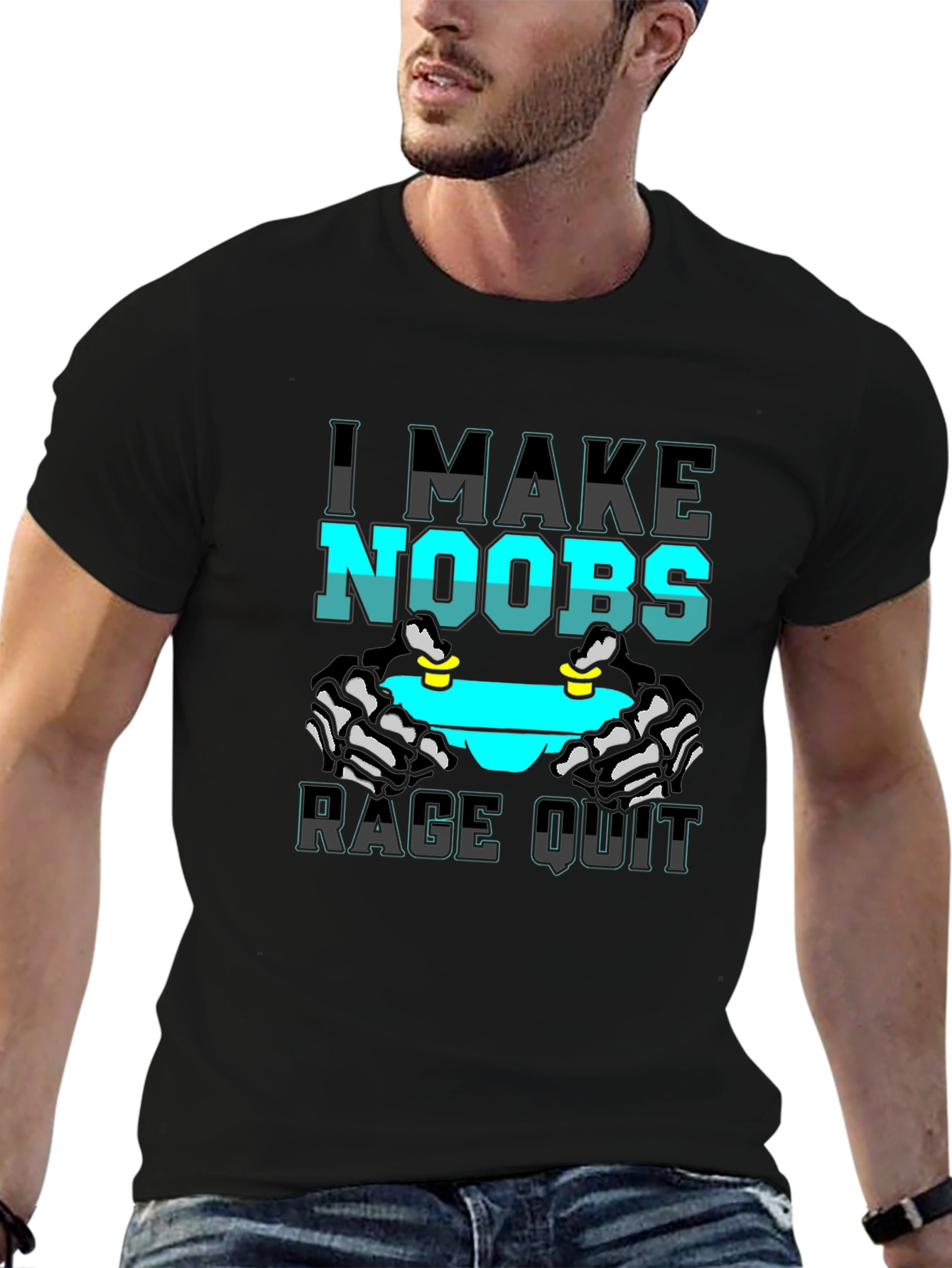 I Make Noobs Rage Quit Black T-Shirt
