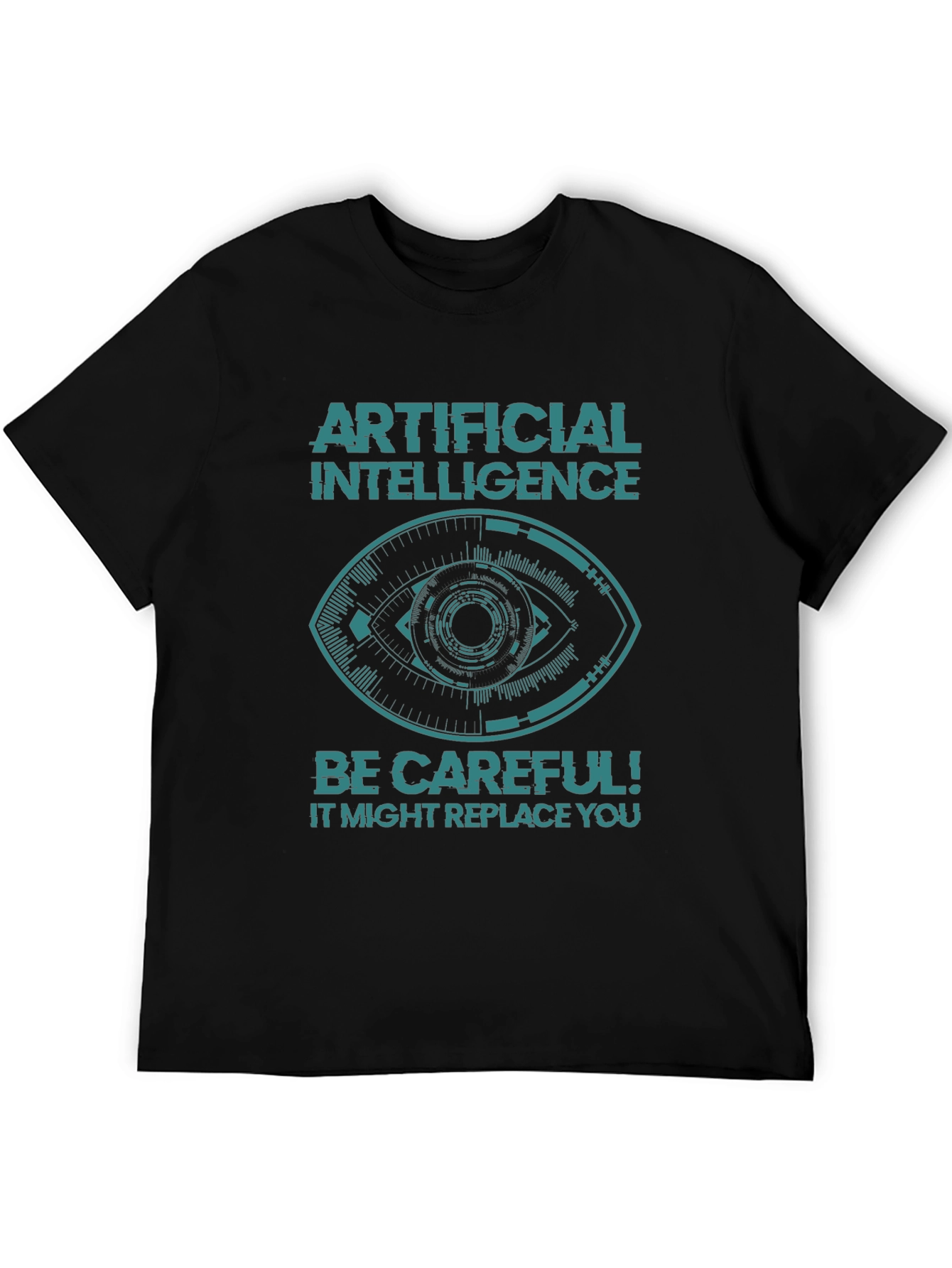 AI Warning Graphic Tee - Be Careful! Slogan