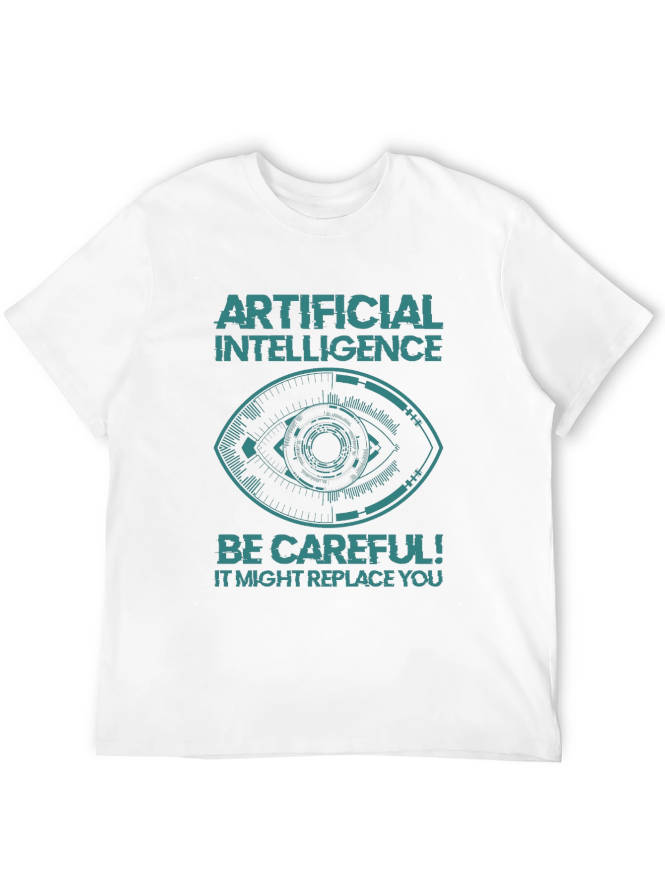 AI Warning Graphic Tee - Be Careful! Slogan
