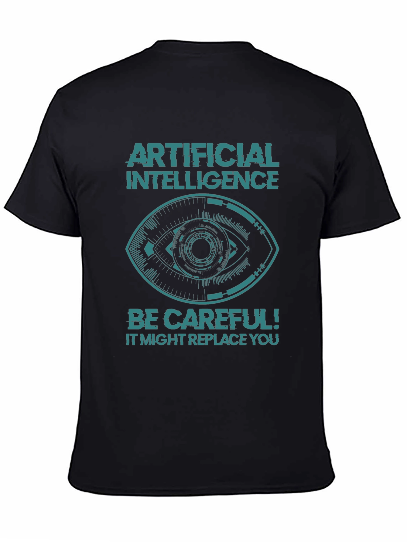AI Warning Graphic Tee - Be Careful! Slogan
