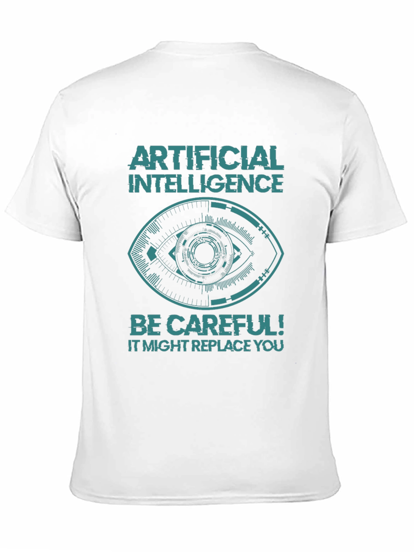 AI Warning Graphic Tee - Be Careful! Slogan