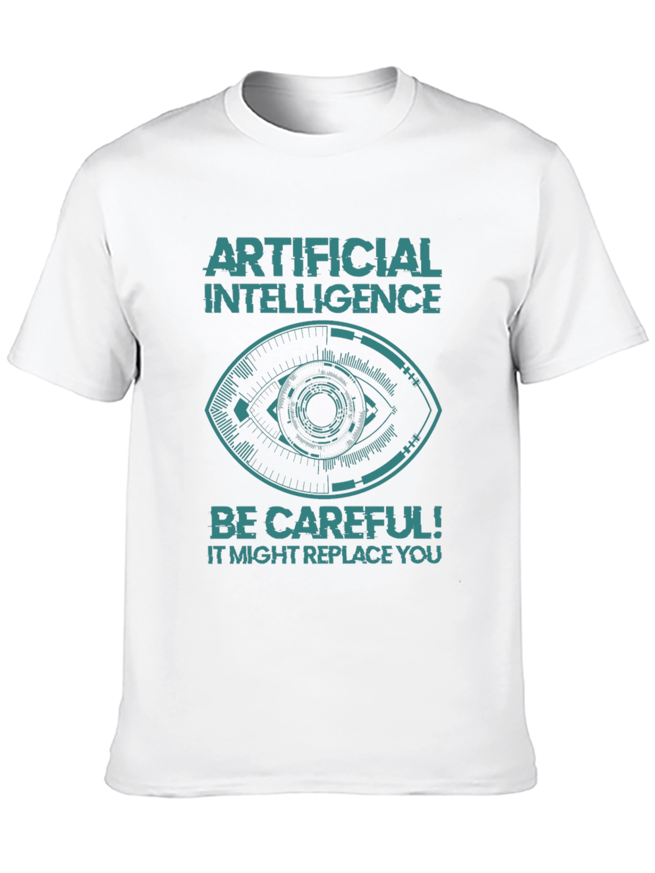 AI Warning Graphic Tee - Be Careful! Slogan