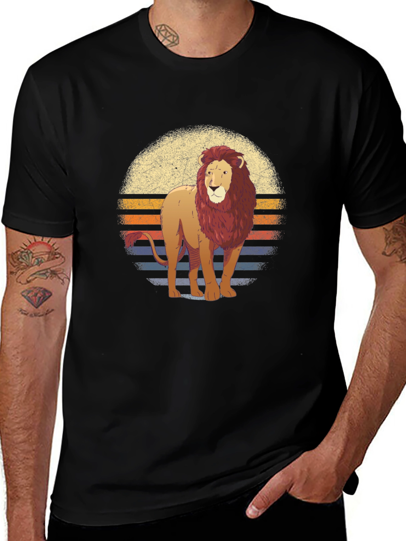 Lion Sunset Graphic T-Shirt