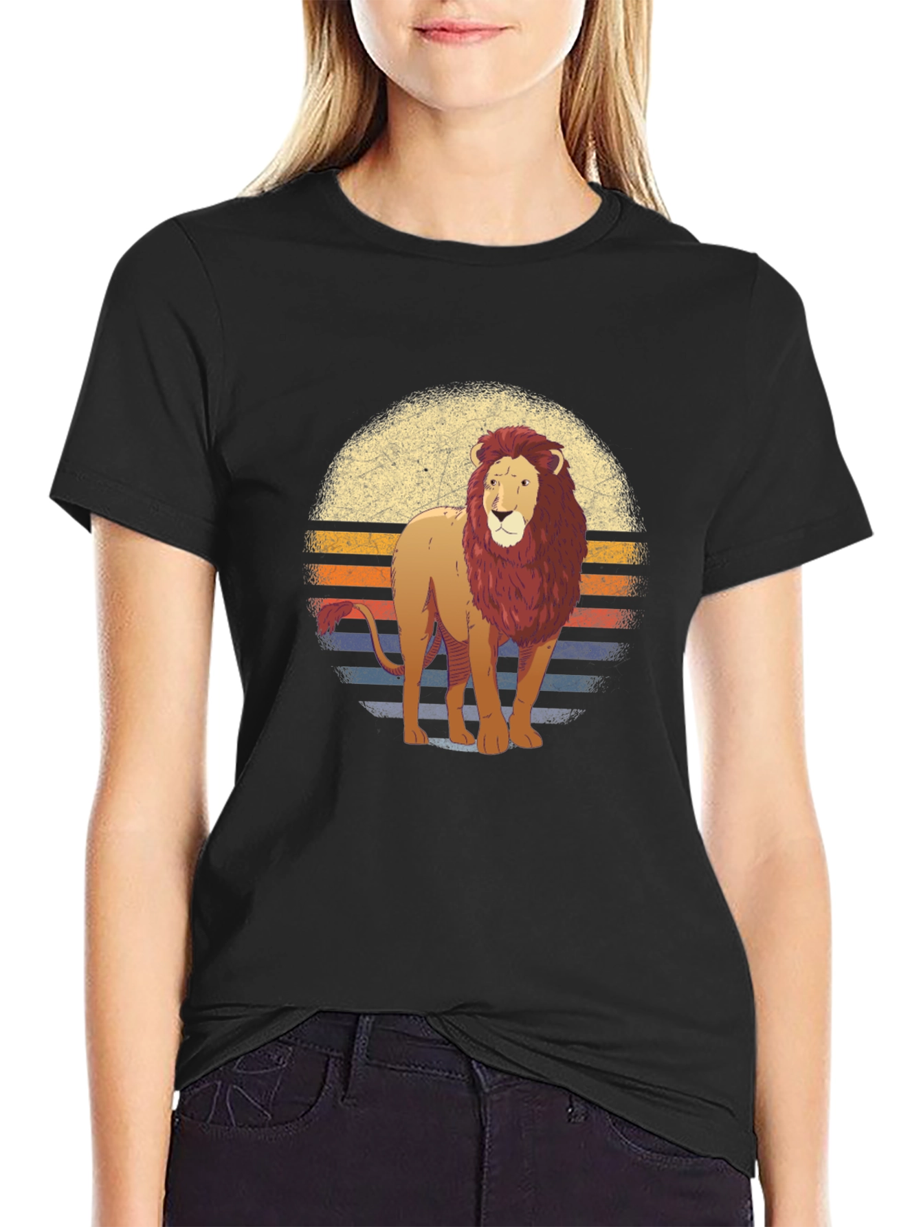 Lion Sunset Graphic T-Shirt