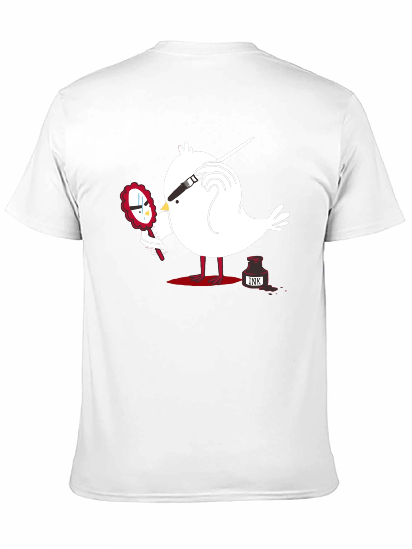 Quirky Bird Art Black T-Shirt
