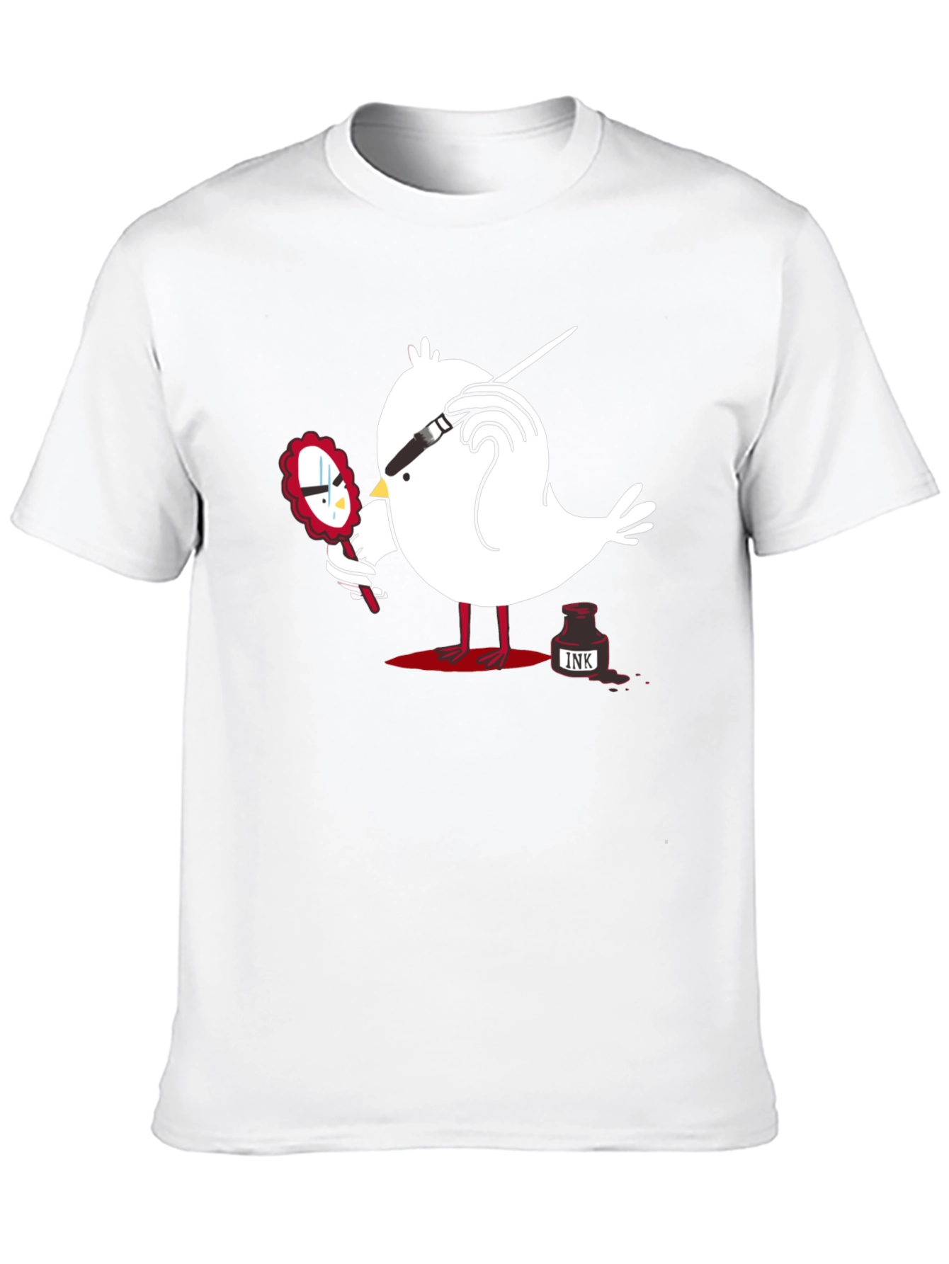 Quirky Bird Art Black T-Shirt