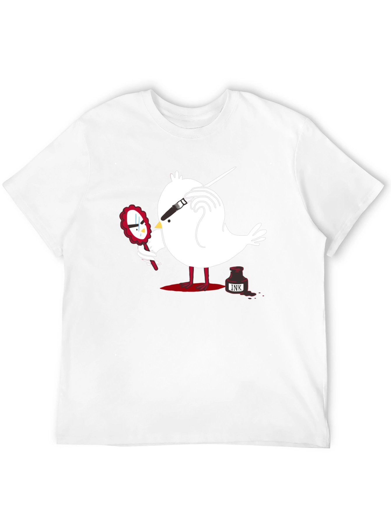 Quirky Bird Art Black T-Shirt