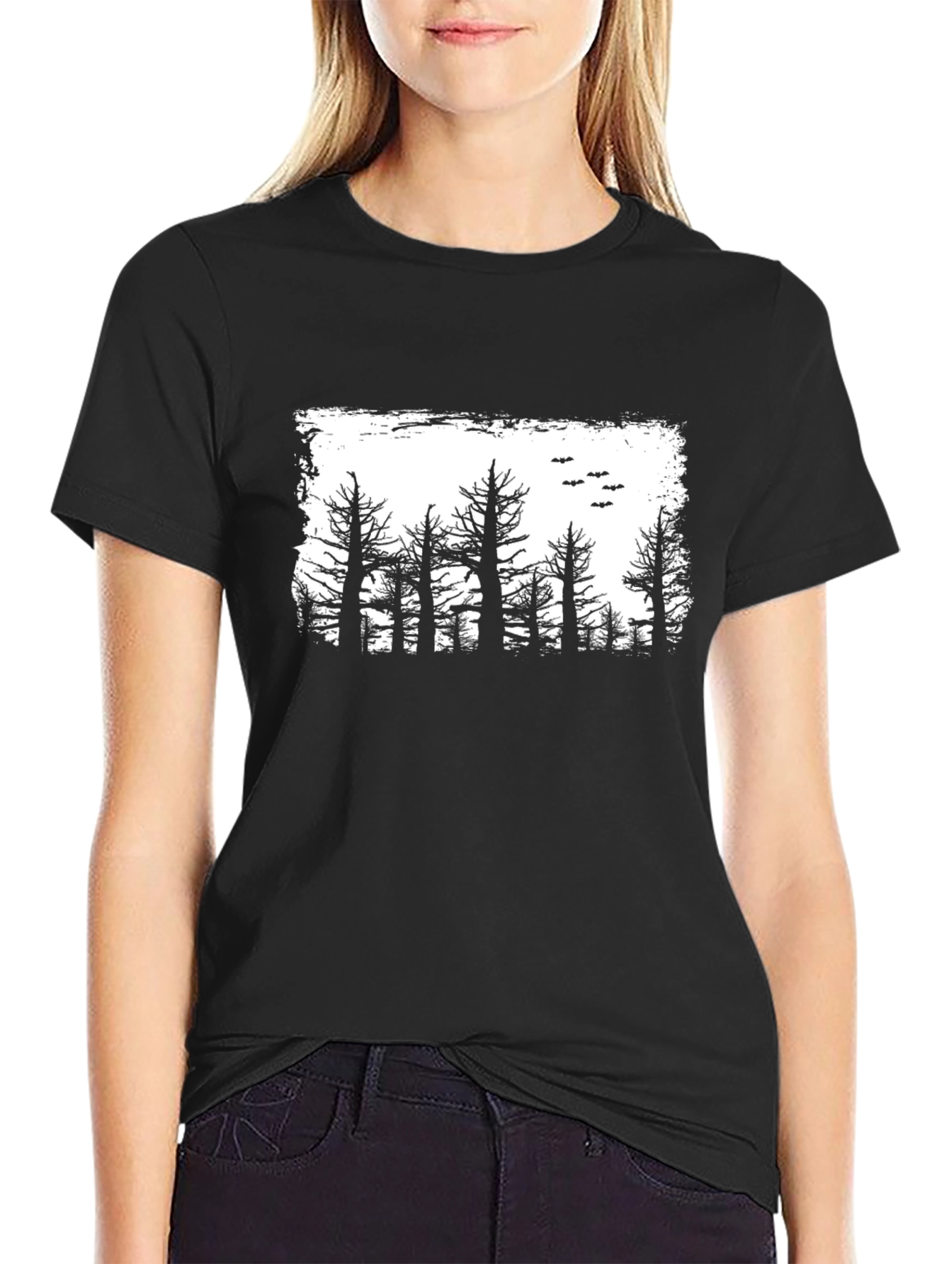Spooky Forest Graphic Tee - Black