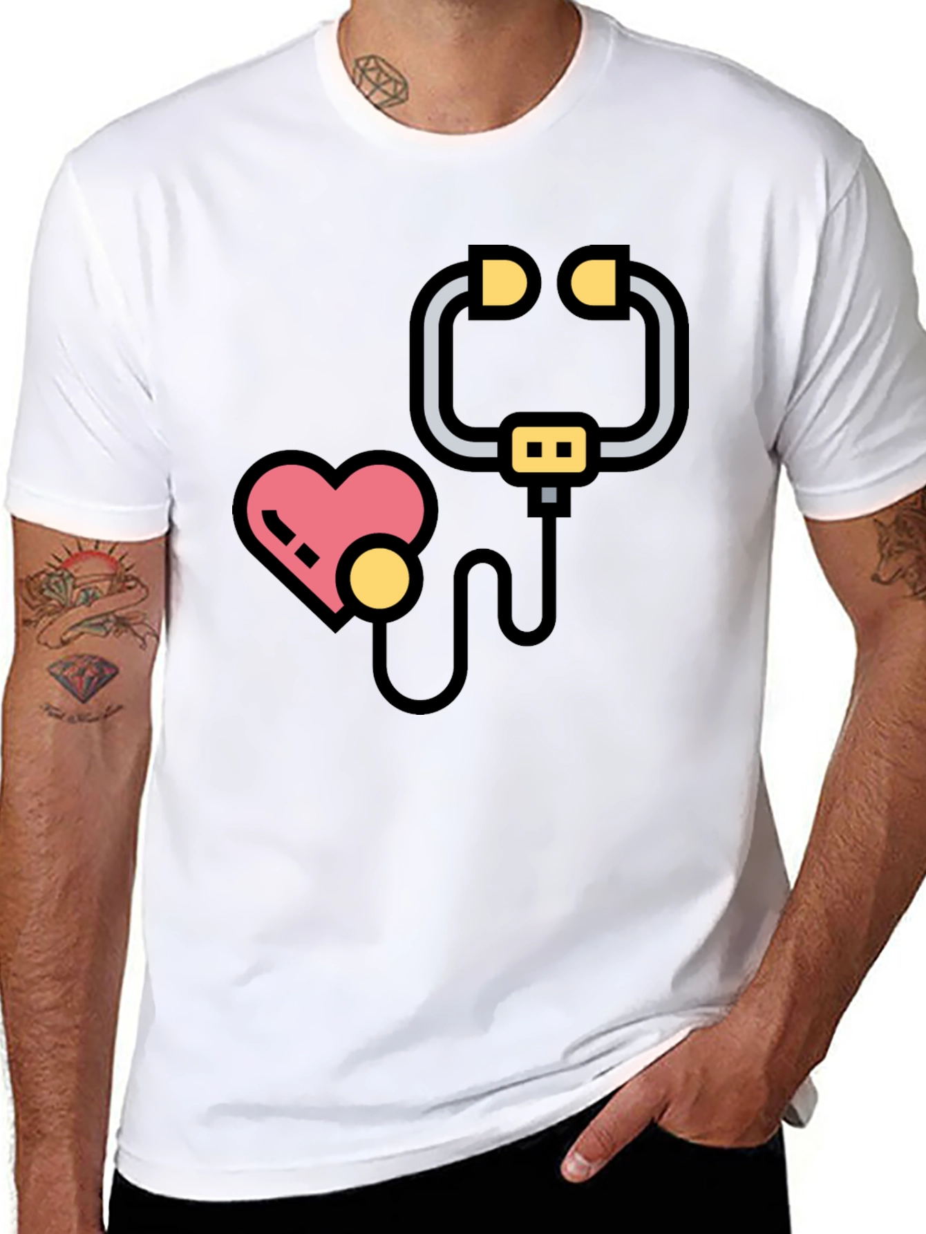Heartbeat Stethoscope Graphic Tee - Medical Love