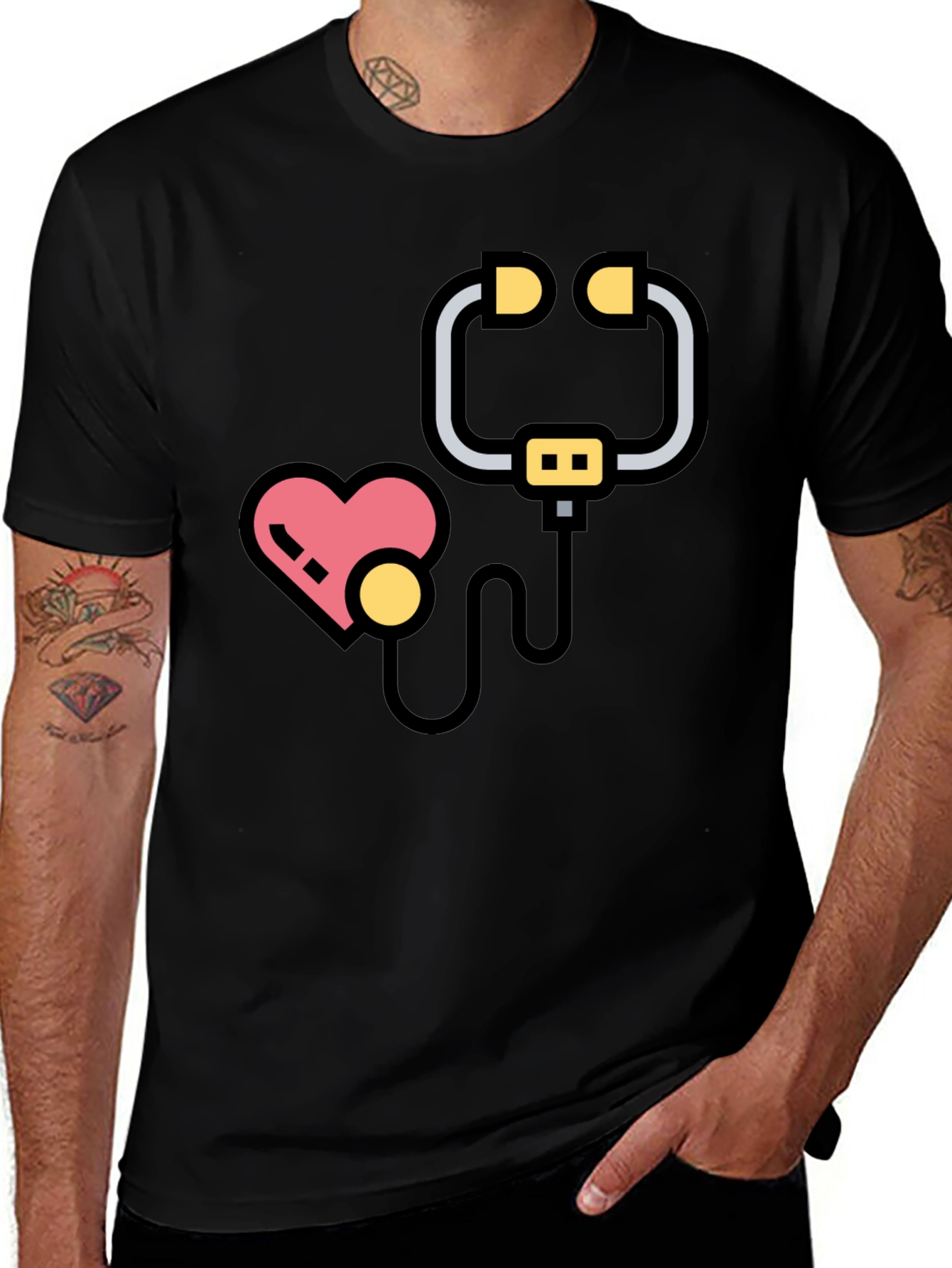 Heartbeat Stethoscope Graphic Tee - Medical Love