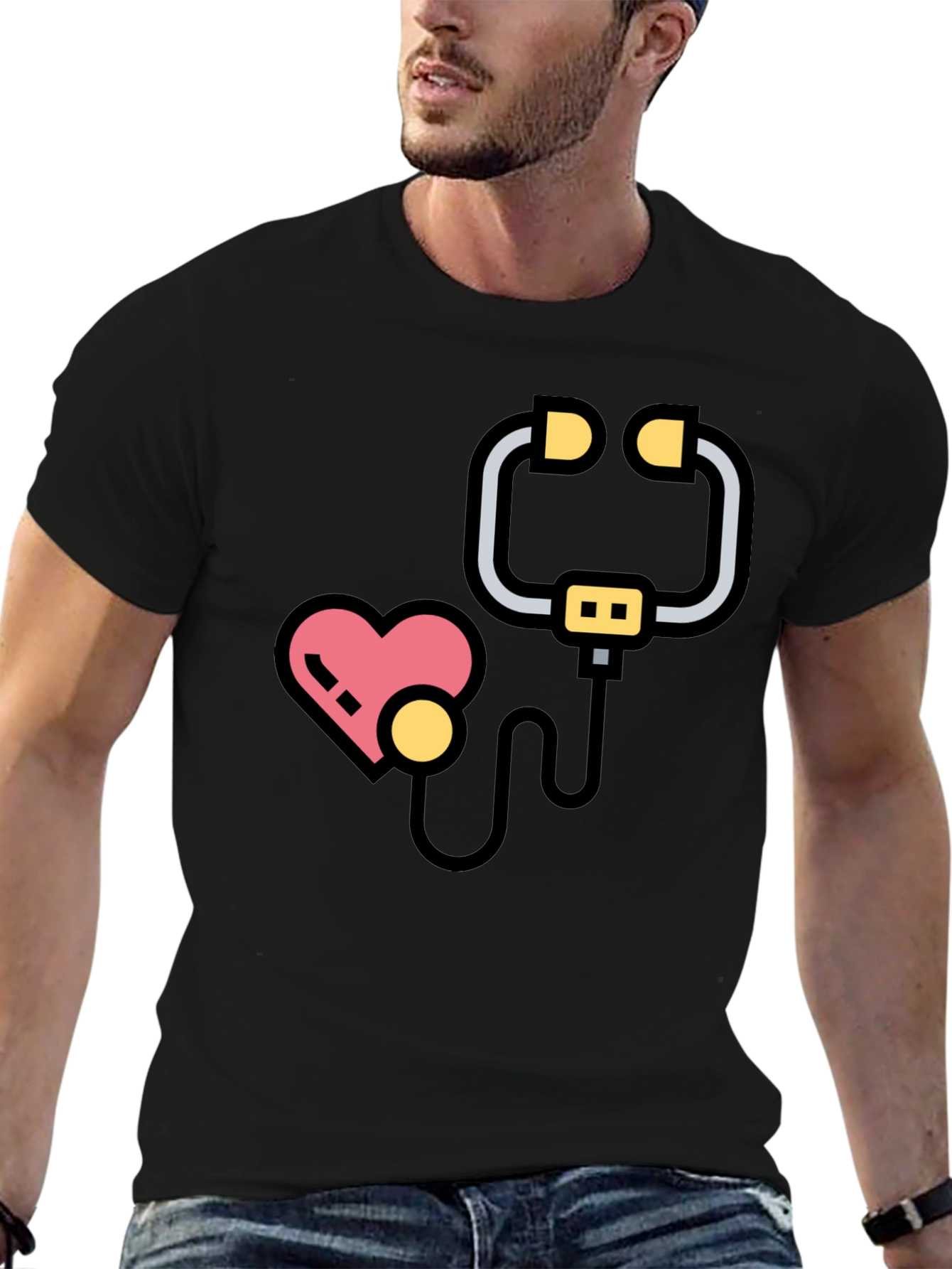 Heartbeat Stethoscope Graphic Tee - Medical Love
