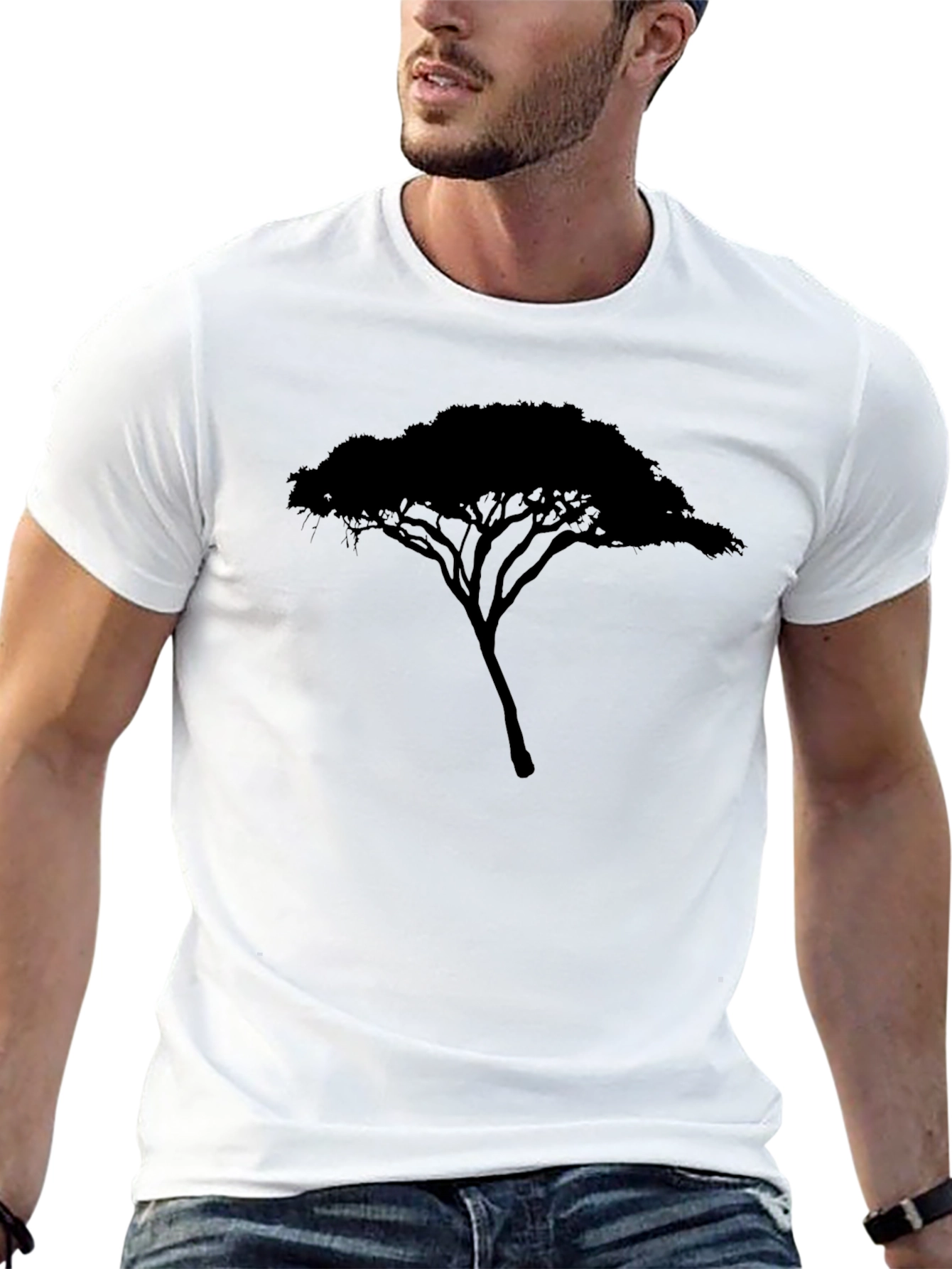 Tree Silhouette Graphic Tee - Black Casual Shirt