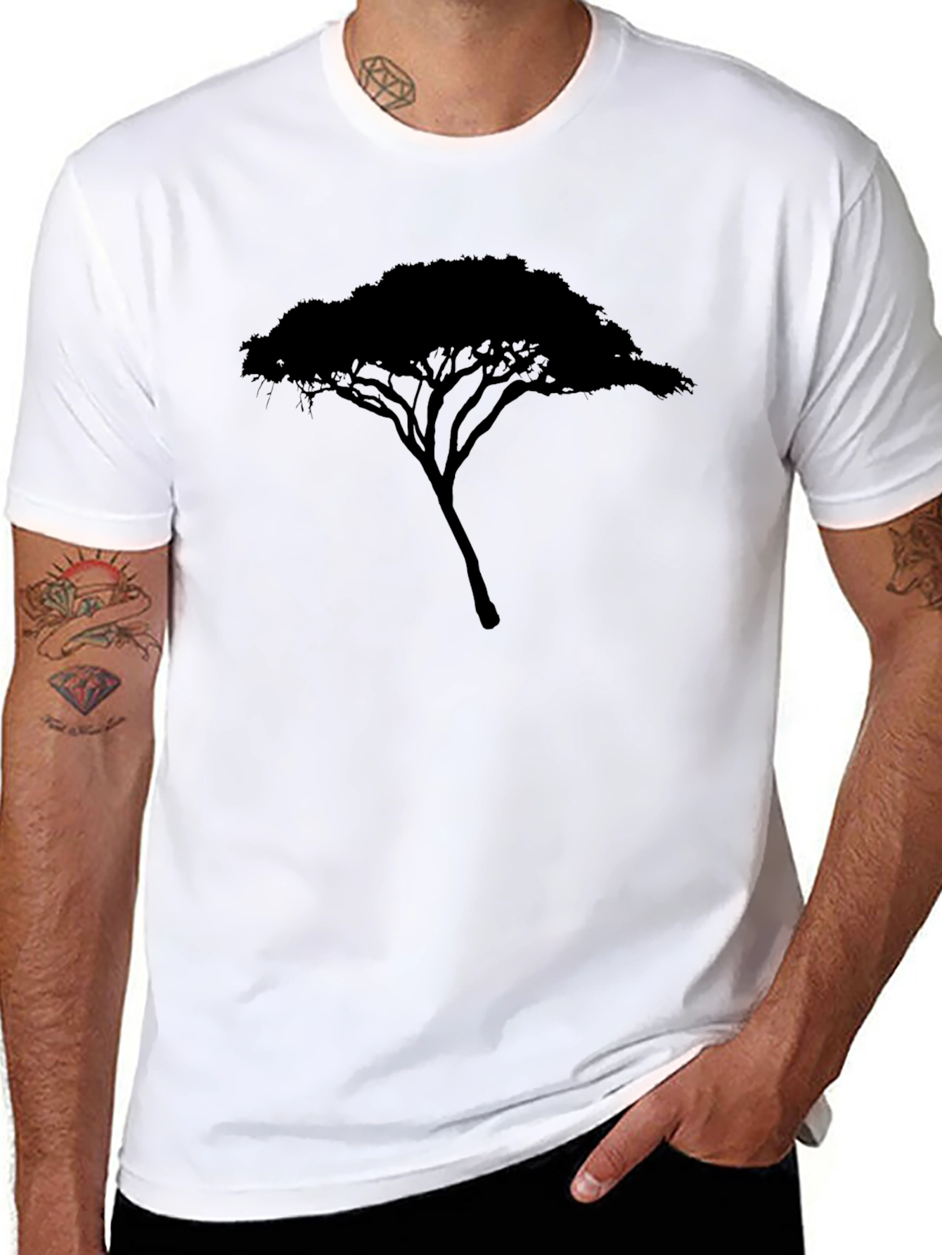 Tree Silhouette Graphic Tee - Black Casual Shirt