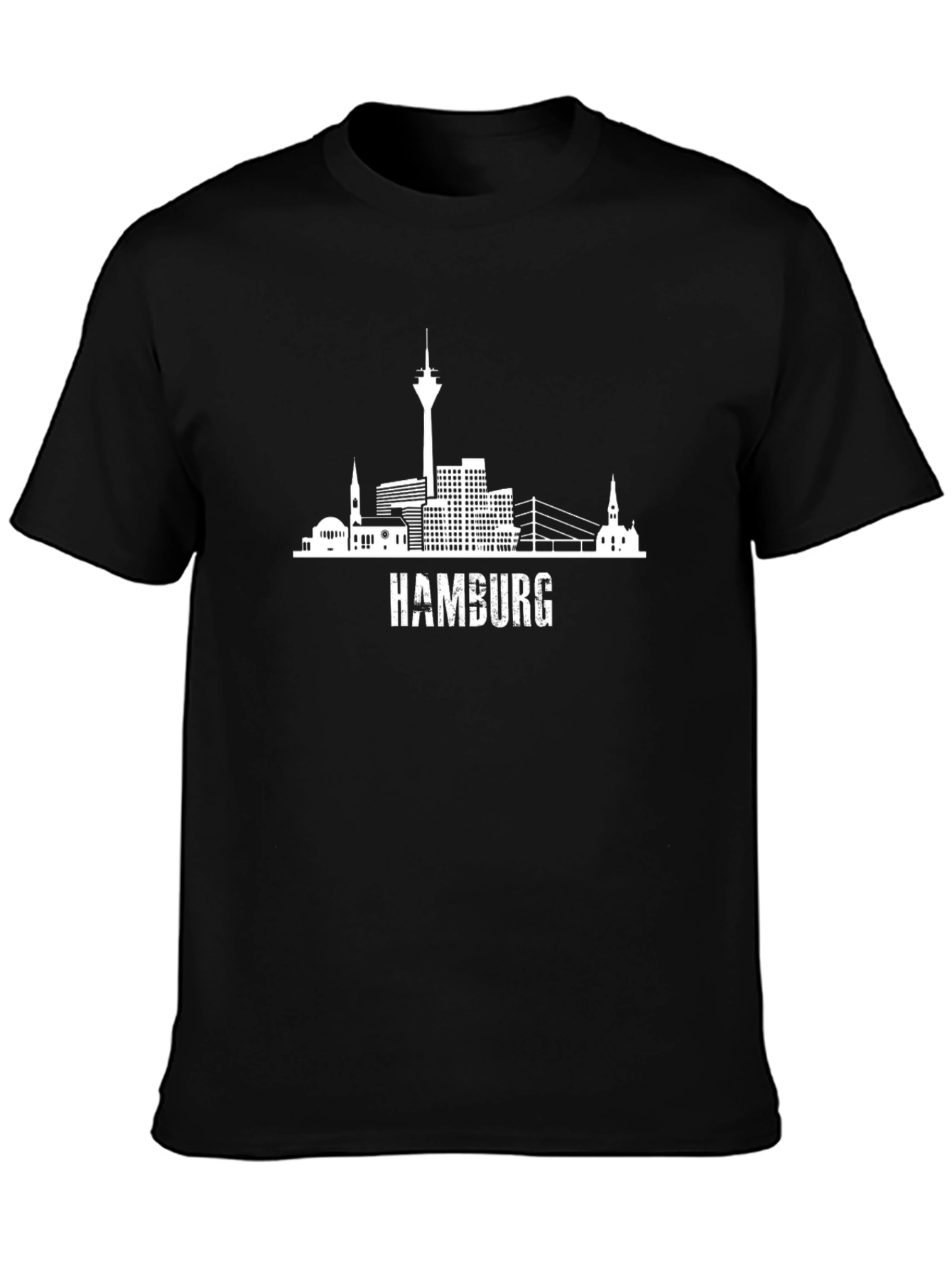 Hamburg Skyline Graphic T-Shirt - Black
