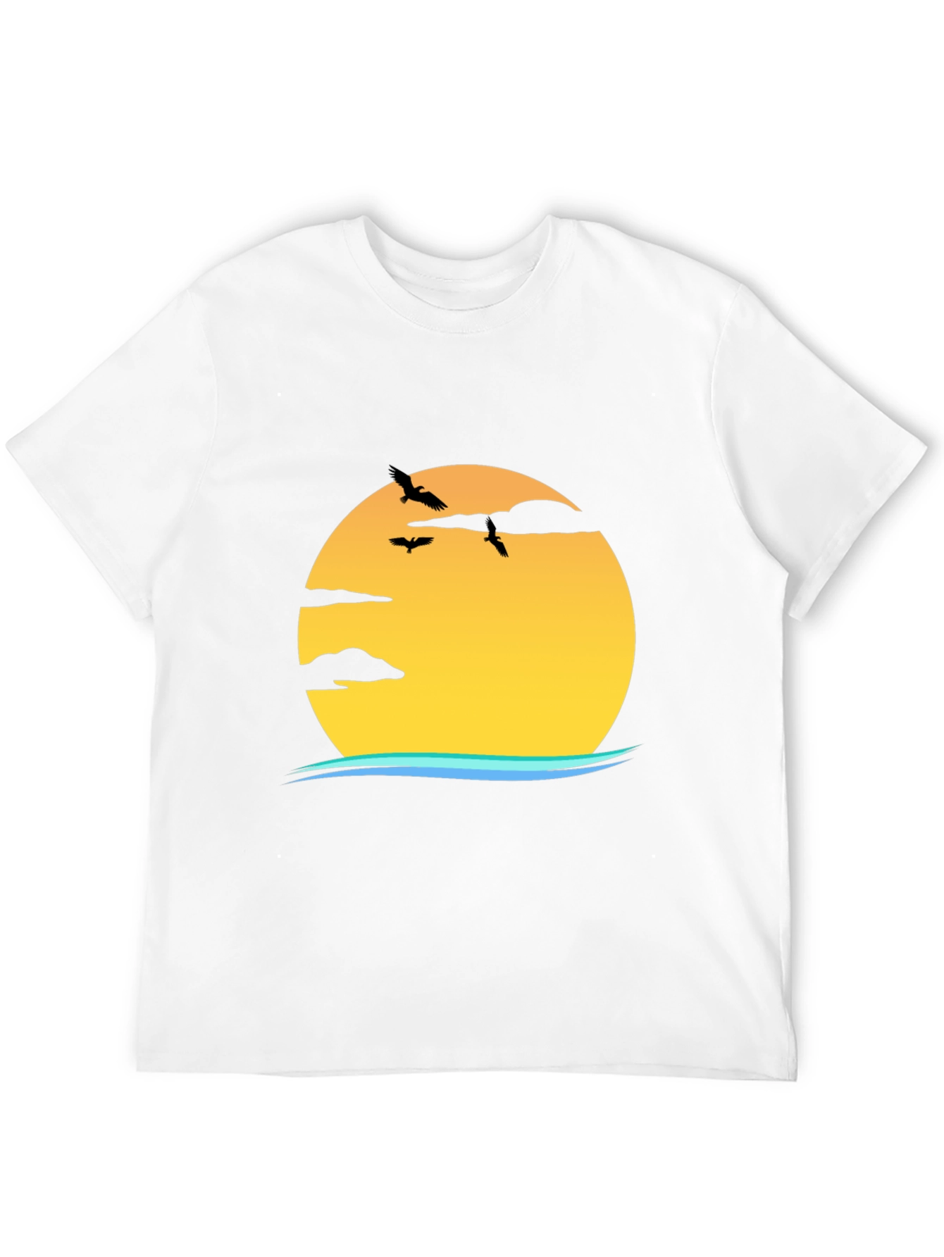 Sunset Bird Graphic Tee - Casual Black T-Shirt
