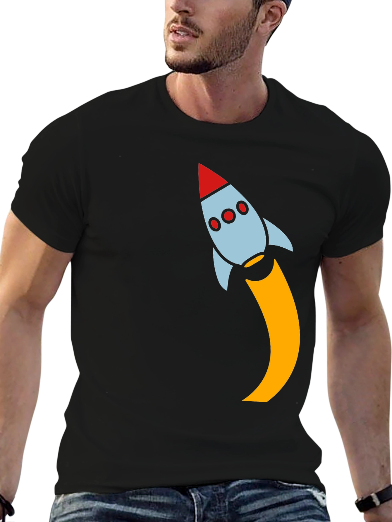 Rocket Launch Black T-Shirt - Blast Off in Style!