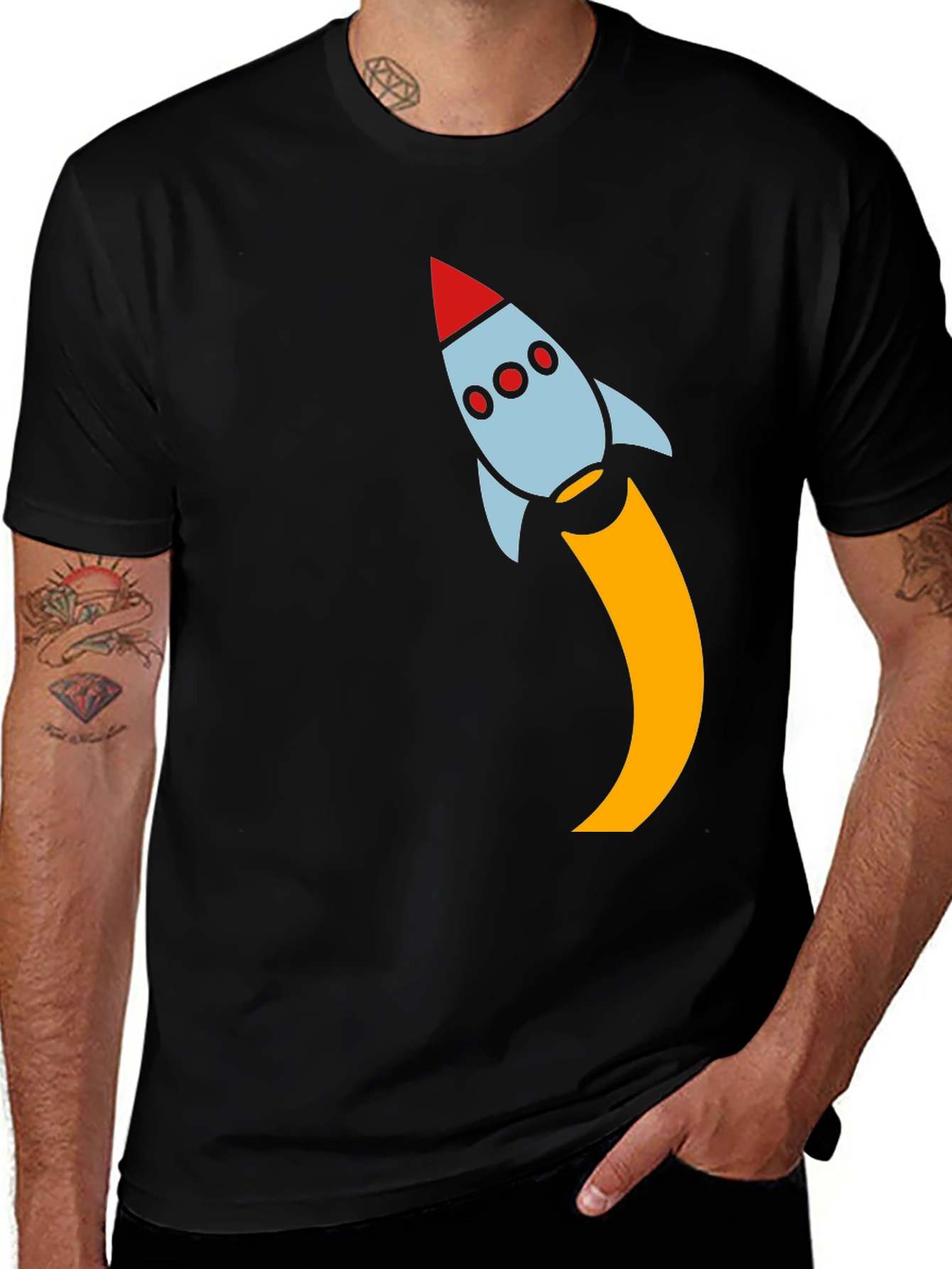 Rocket Launch Black T-Shirt - Blast Off in Style!