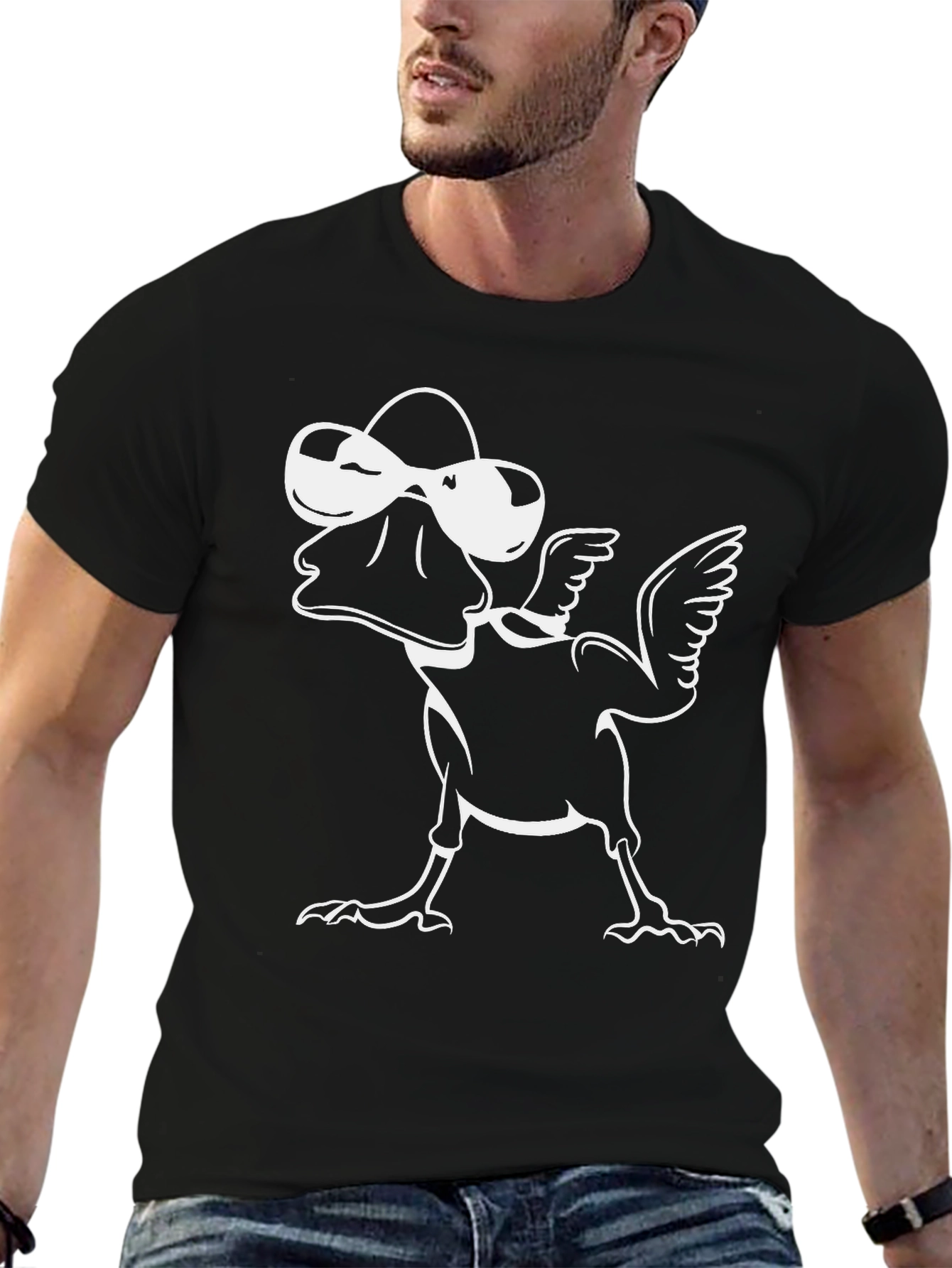 Cool Duck Graphic Tee - Black Cotton Blend T-Shirt