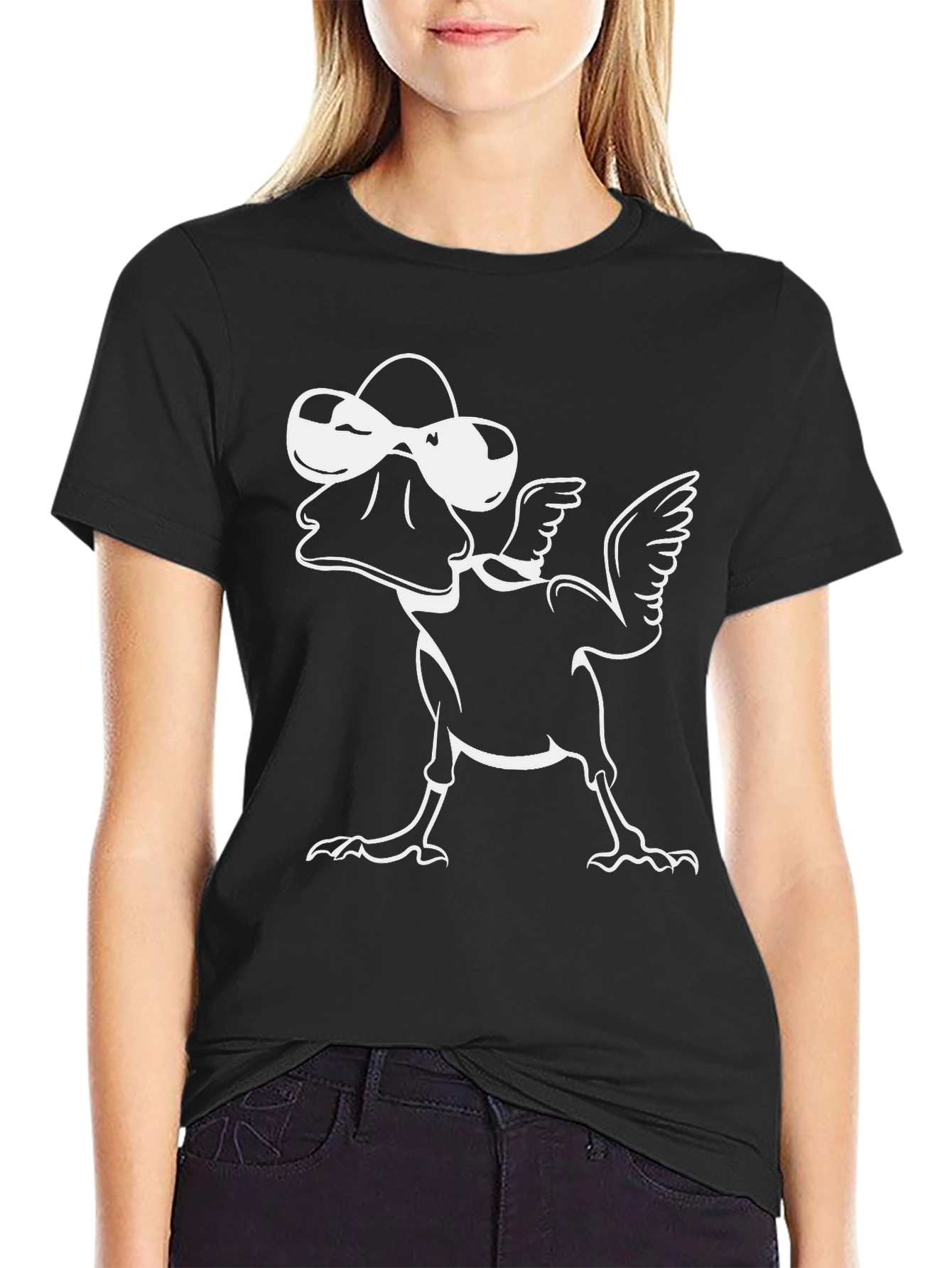 Cool Duck Graphic Tee - Black Cotton Blend T-Shirt