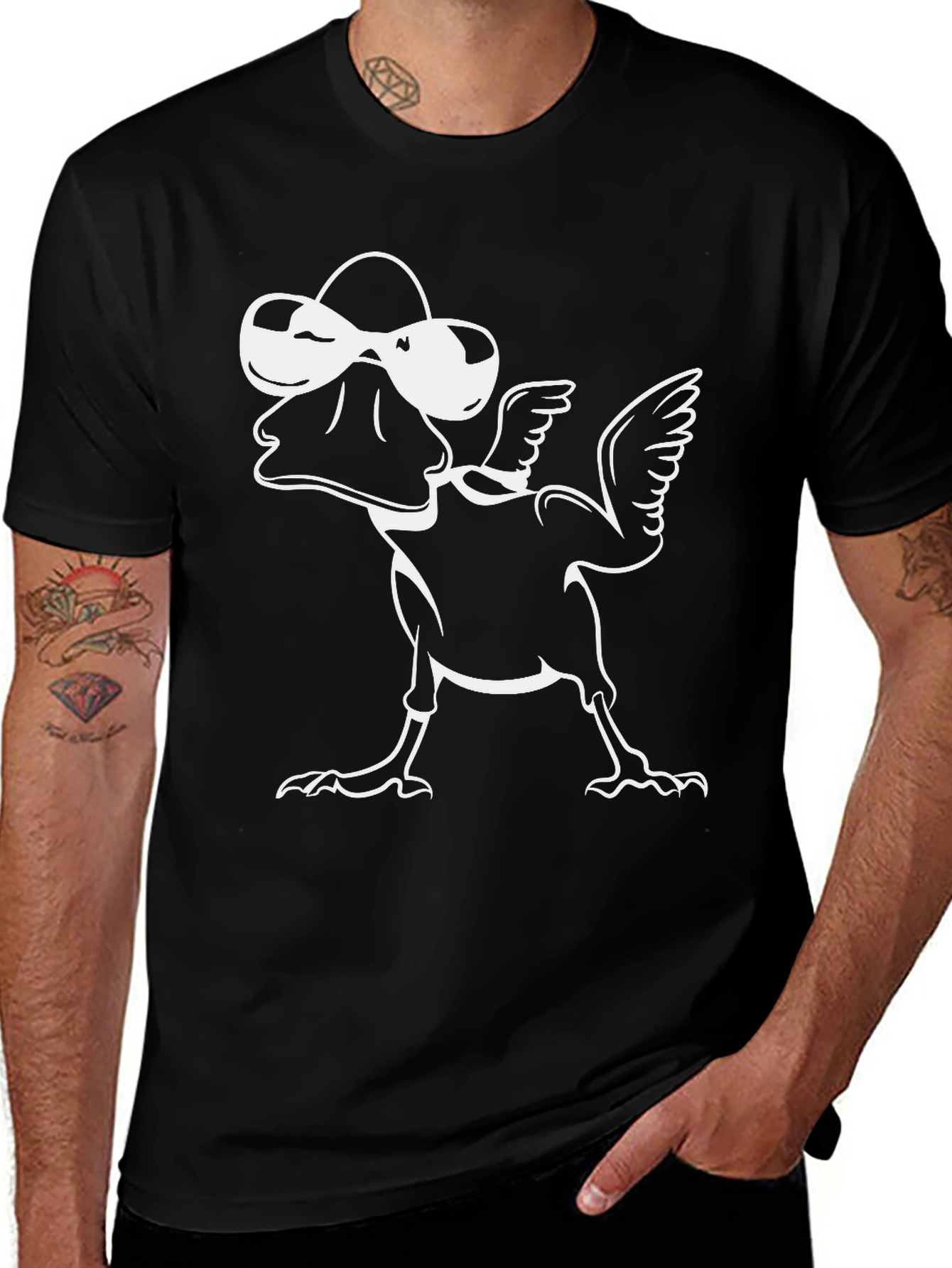 Cool Duck Graphic Tee - Black Cotton Blend T-Shirt