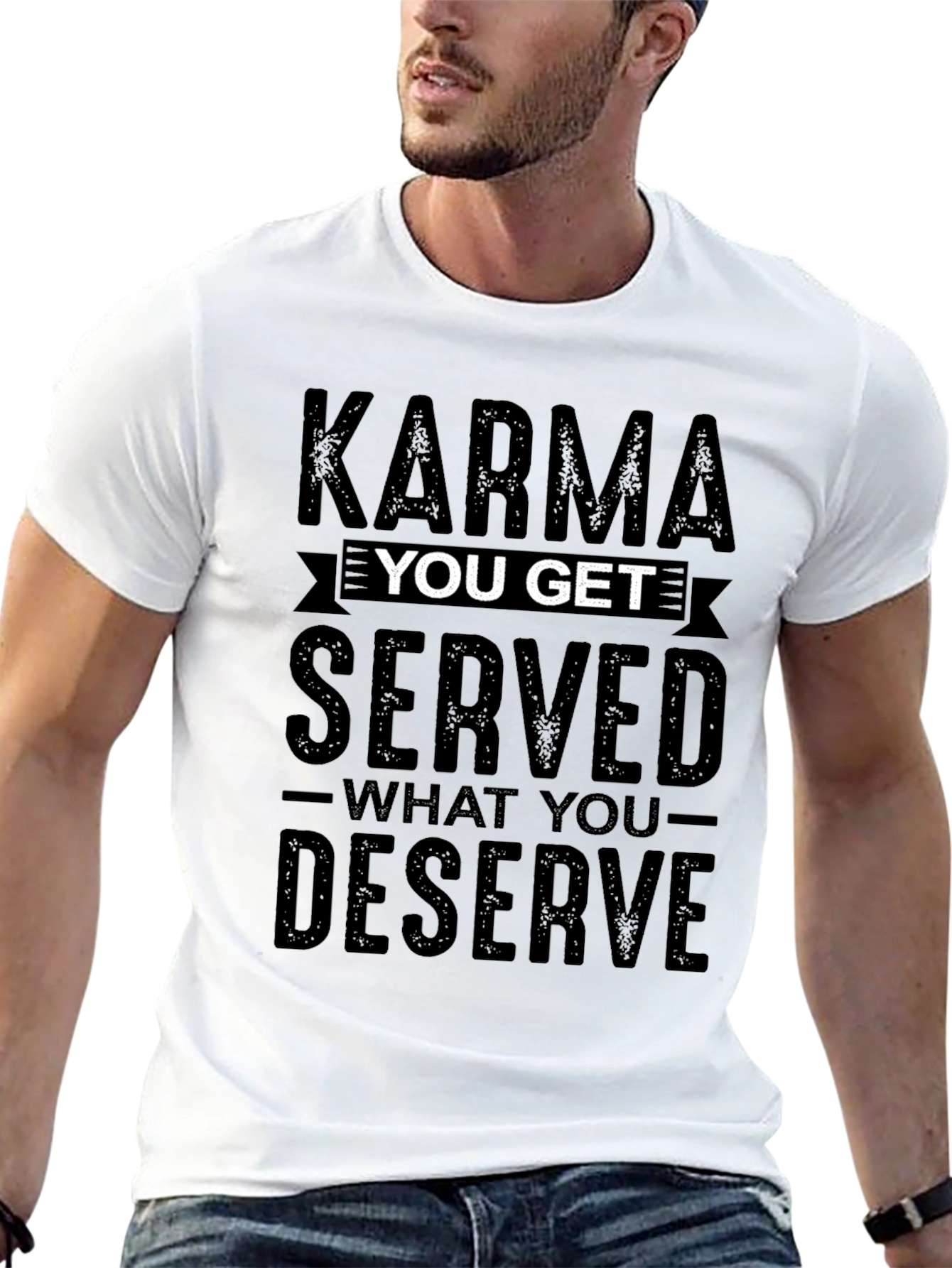 Karma Served Mens Black Graphic Tee