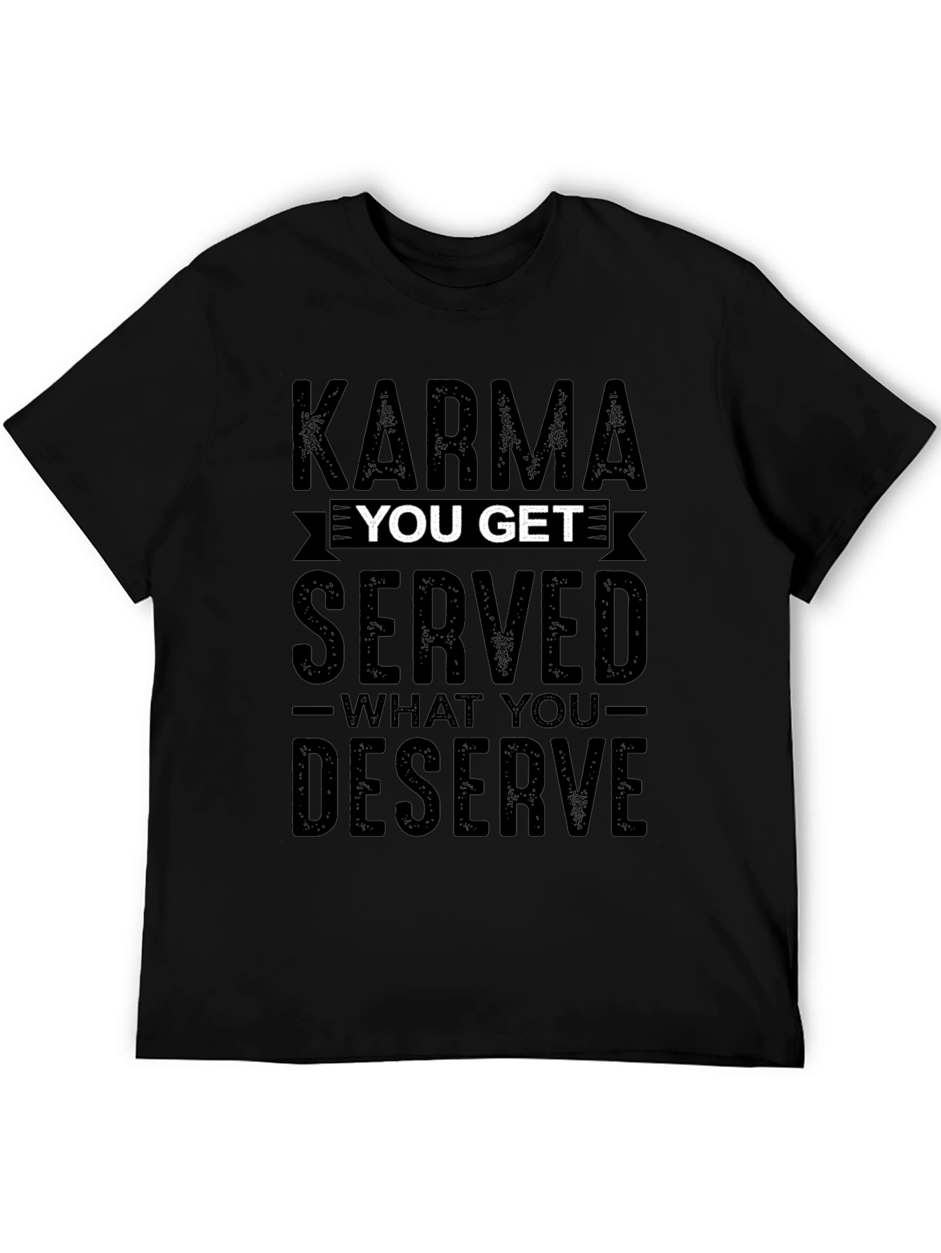Karma Served Mens Black Graphic Tee