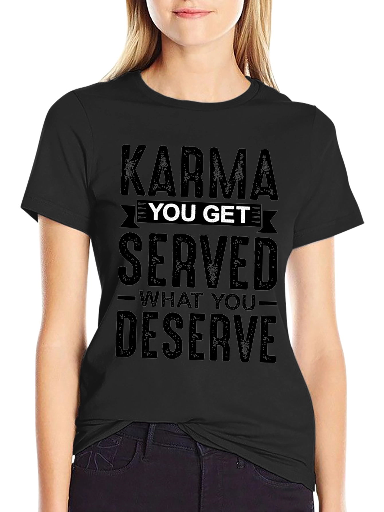 Karma Served Mens Black Graphic Tee