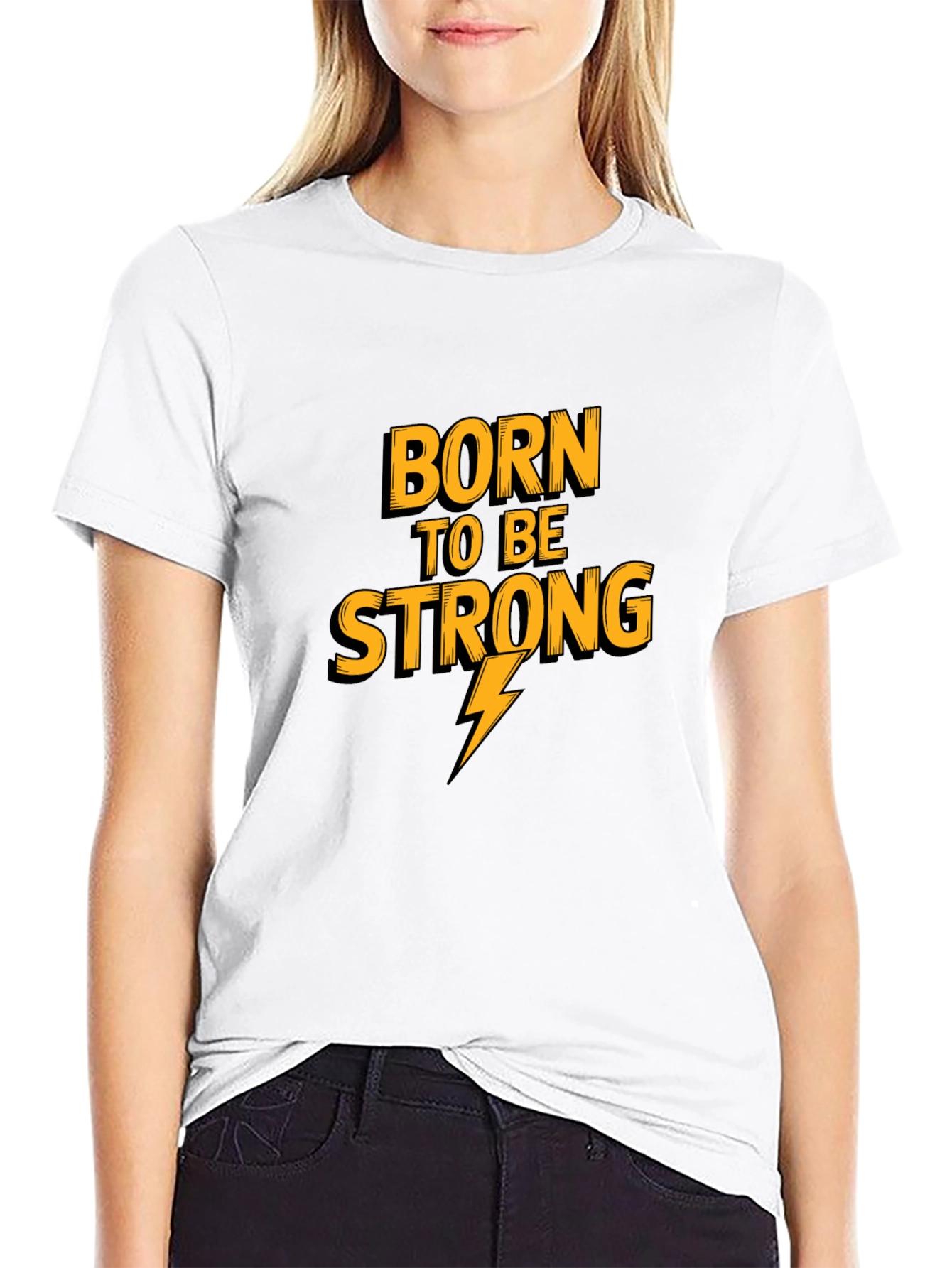 Born To Be Strong Mens Black Graphic Tee